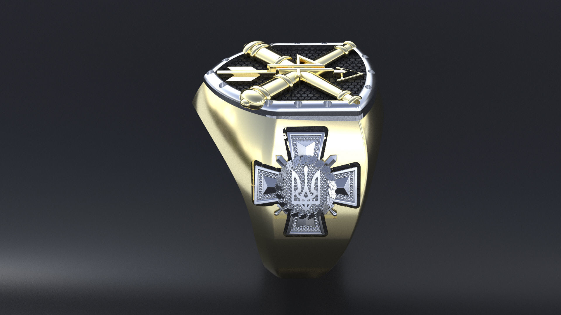 Ring with symbols of the Army of Ukraine 3D print model_17
