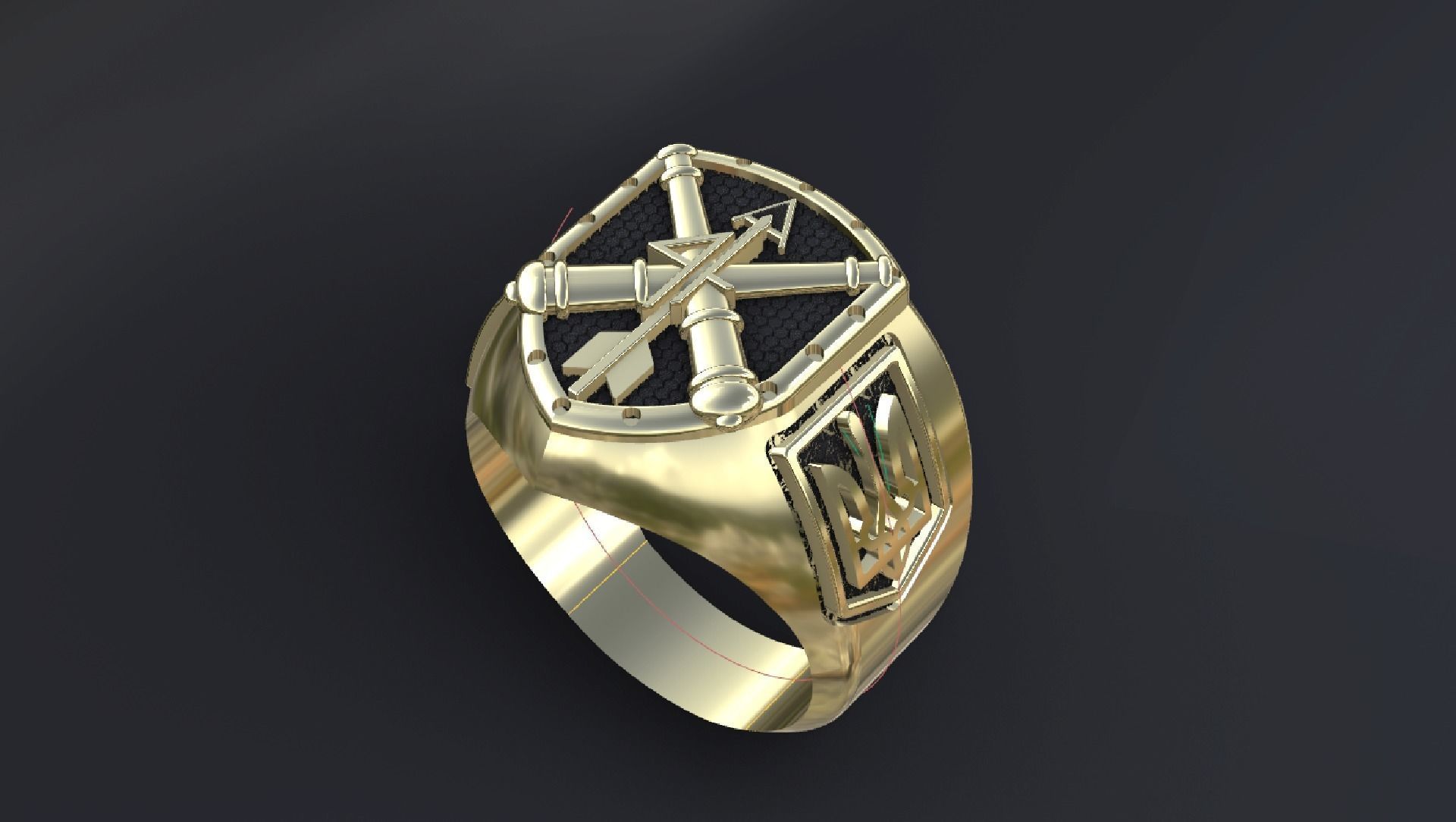 Ring with symbols of the Army of Ukraine 3D print model_10