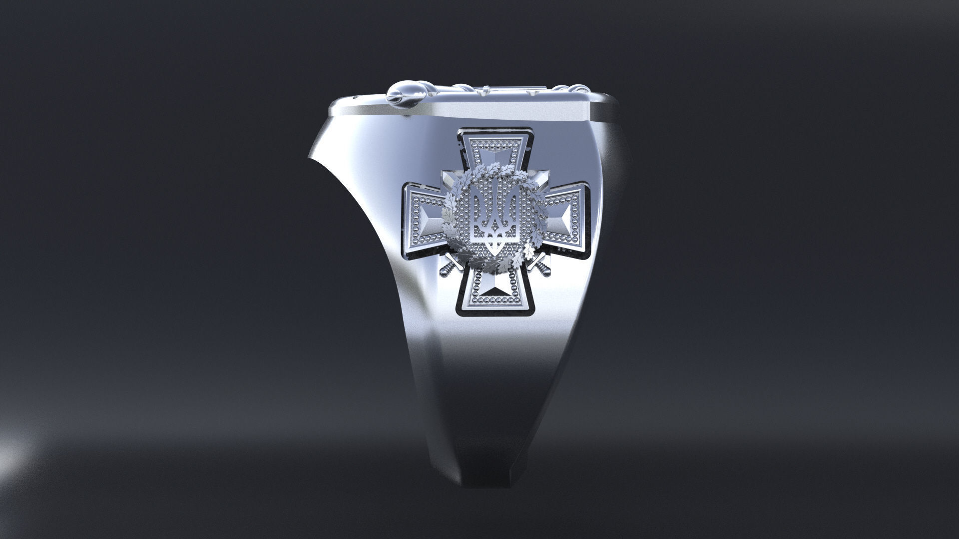 Ring with symbols of the Army of Ukraine 3D print model_7