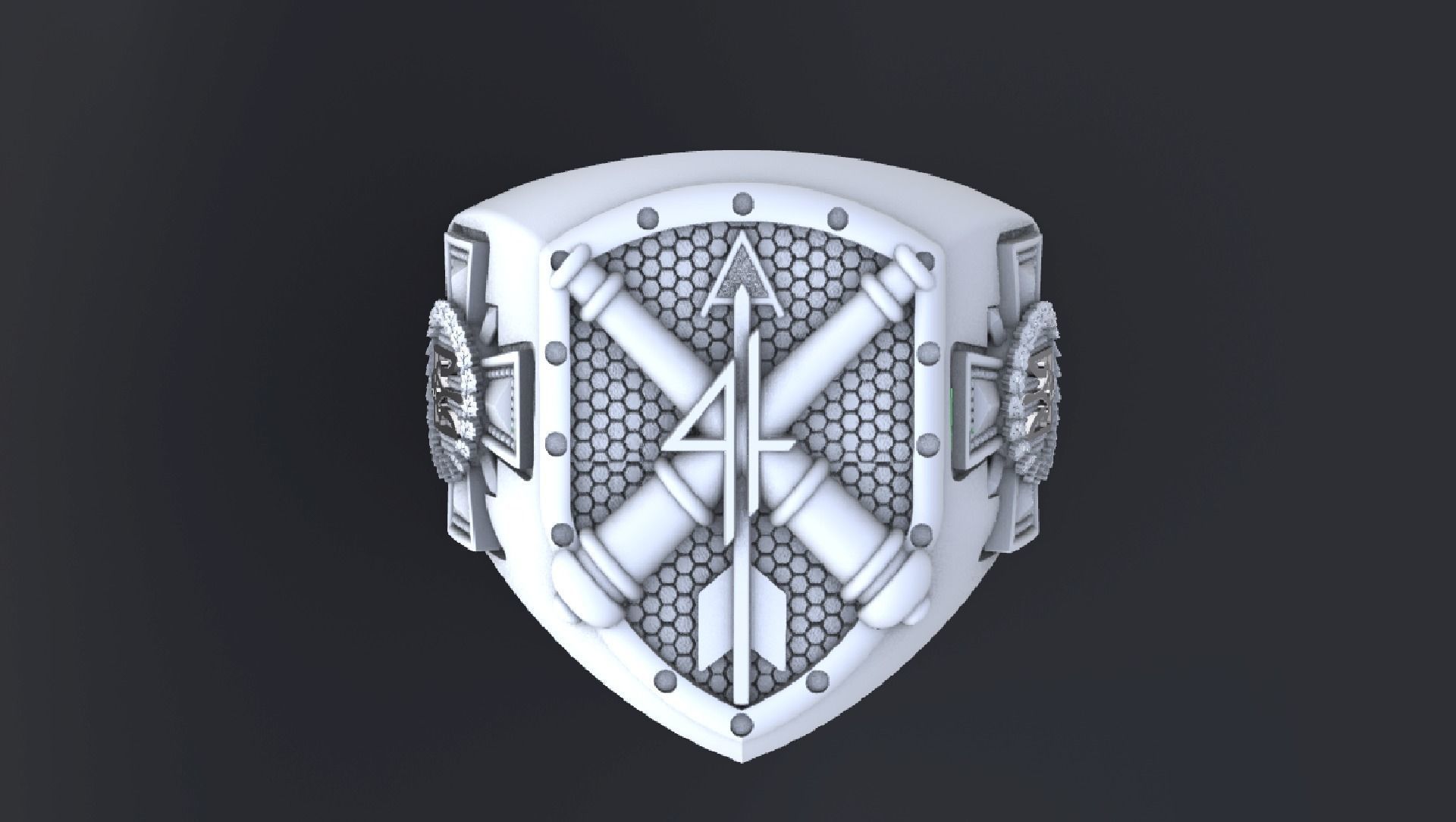 Ring with symbols of the Army of Ukraine 3D print model_3