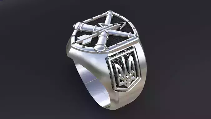 Ring with symbols of the Army of Ukraine 