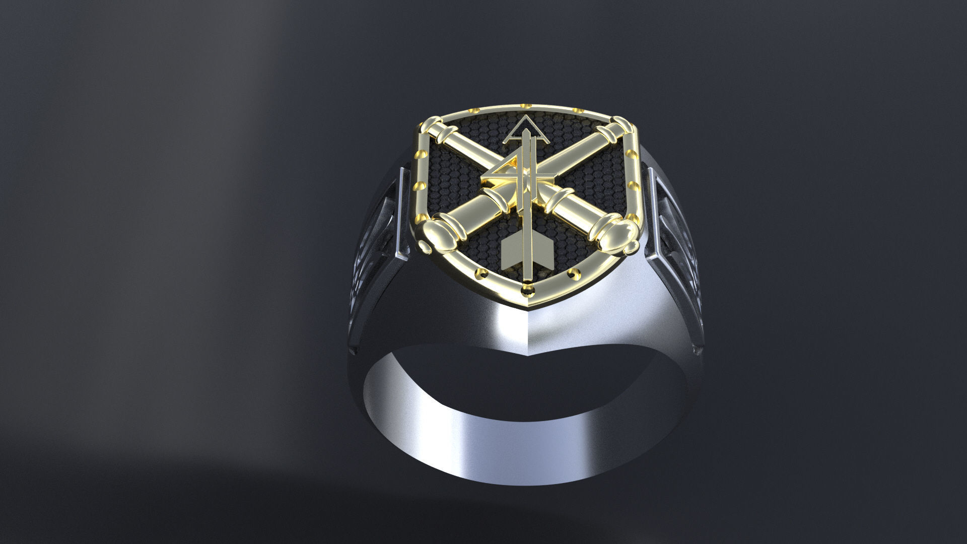 Ring with symbols of the Army of Ukraine 3D print model_15