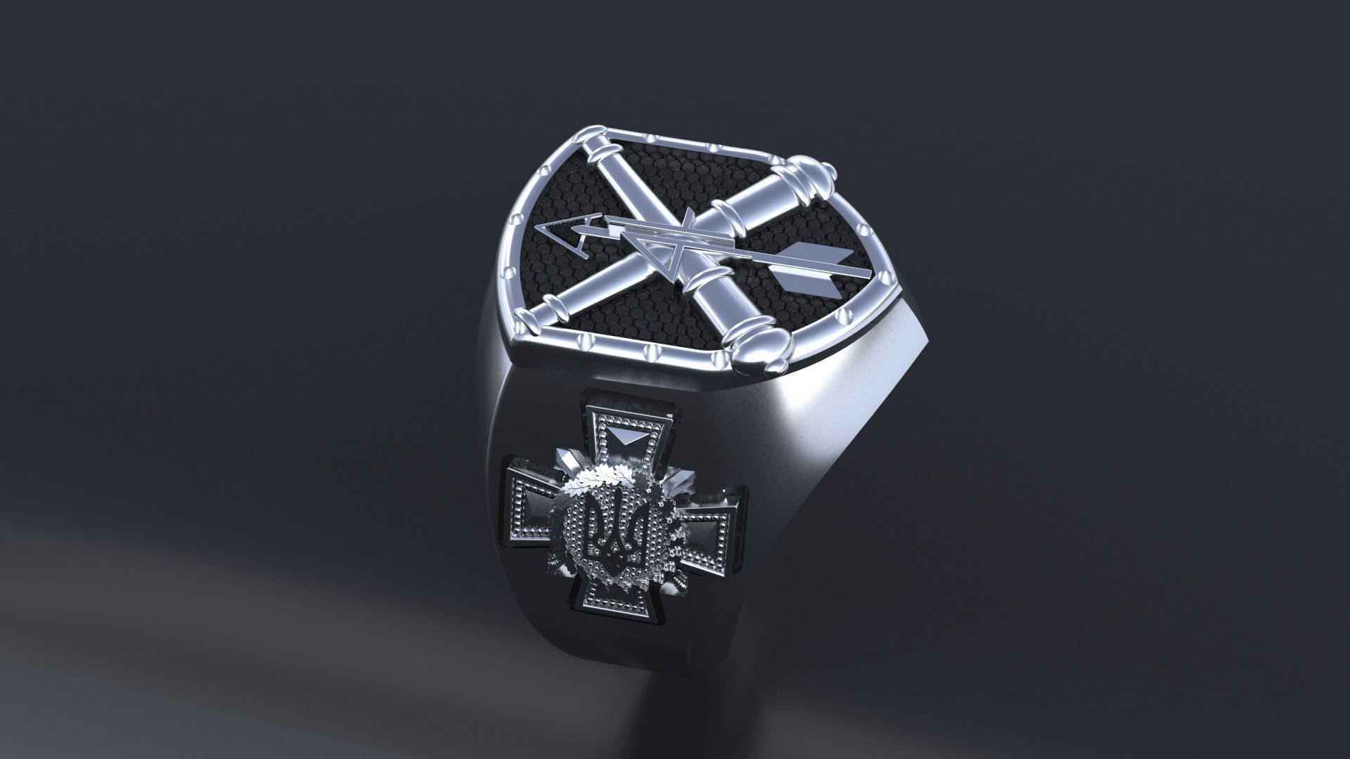 Ring with symbols of the Army of Ukraine 3D print model_6