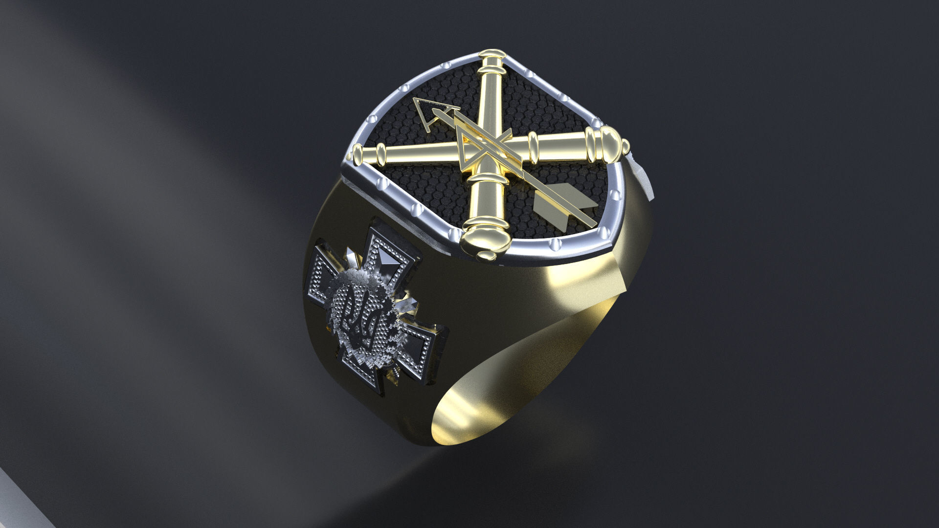 Ring with symbols of the Army of Ukraine 3D print model_16