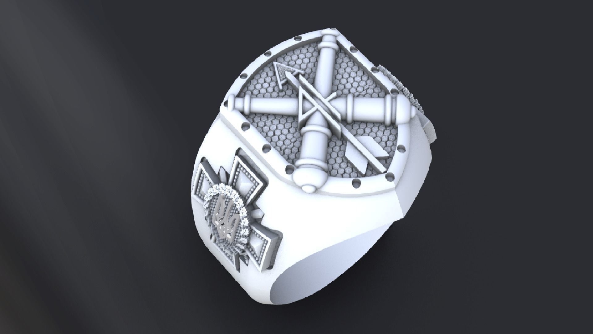 Ring with symbols of the Army of Ukraine 3D print model_2