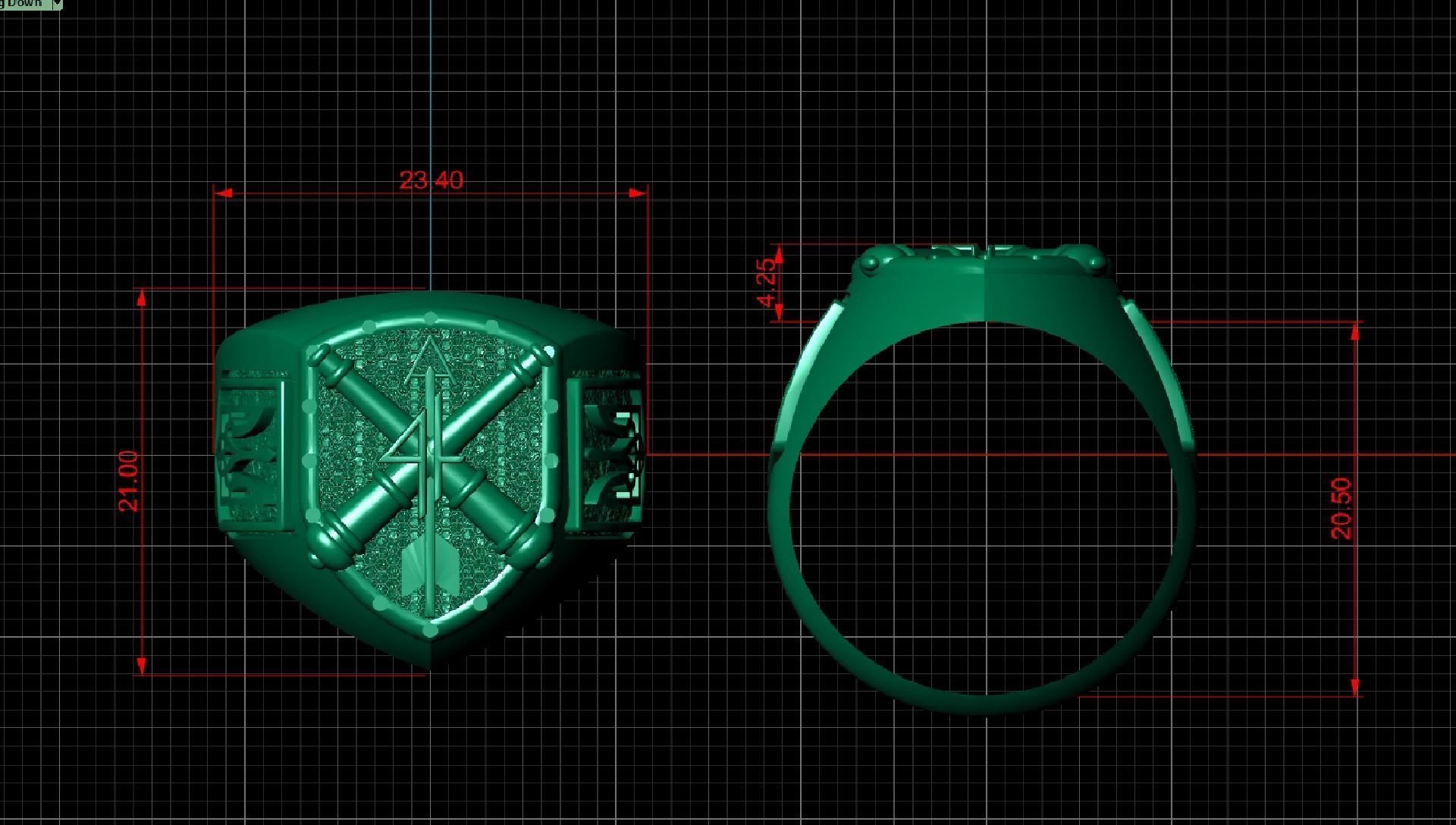 Ring with symbols of the Army of Ukraine 3D print model_13