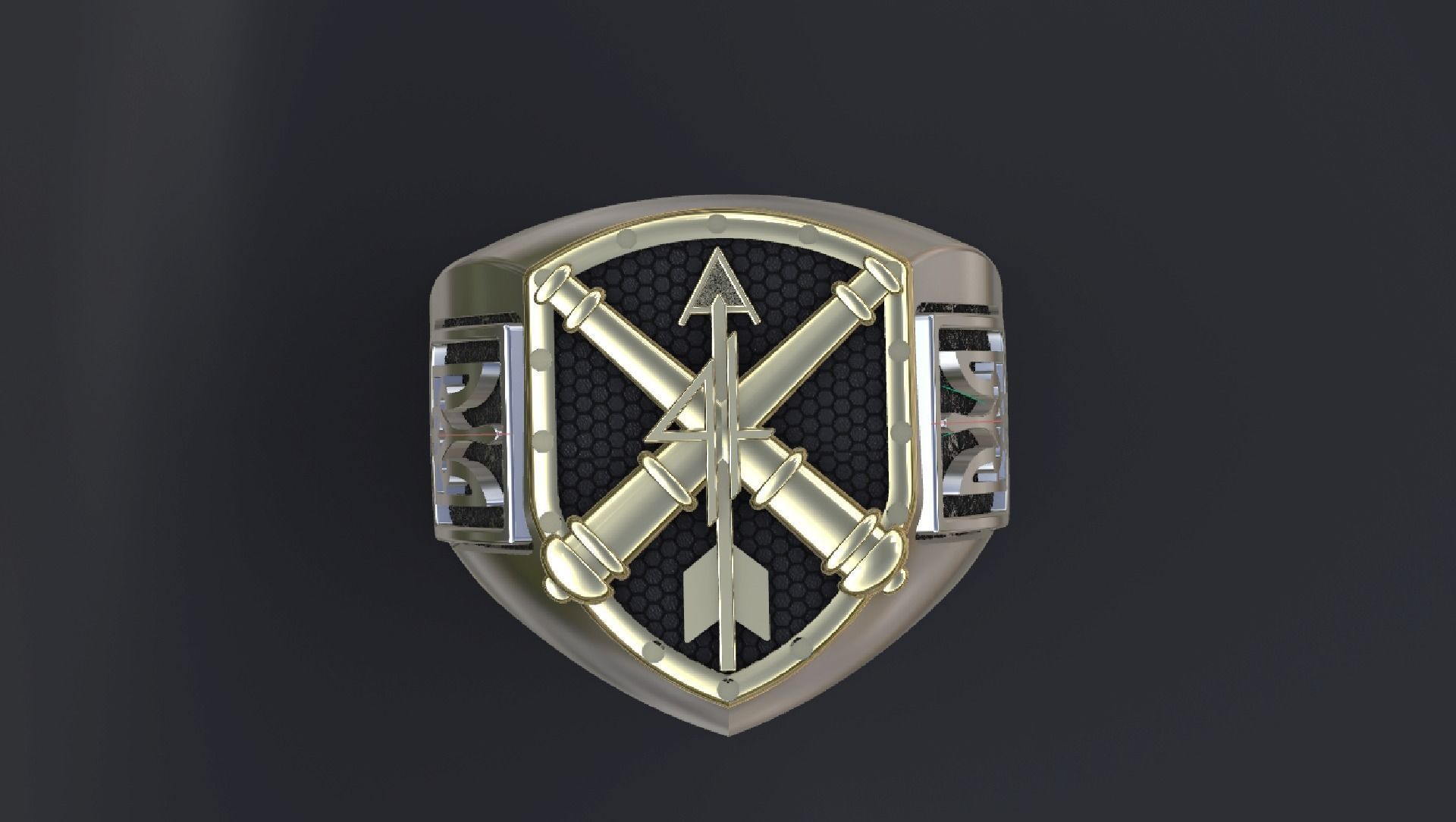 Ring with symbols of the Army of Ukraine 3D print model_8