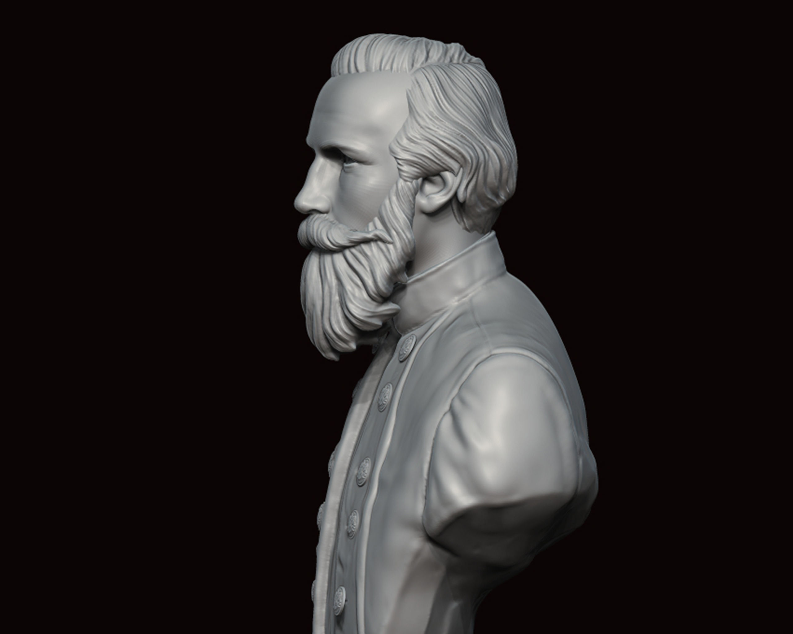 General James Ewell Brown Stuart bust sculpture 3D print model_3