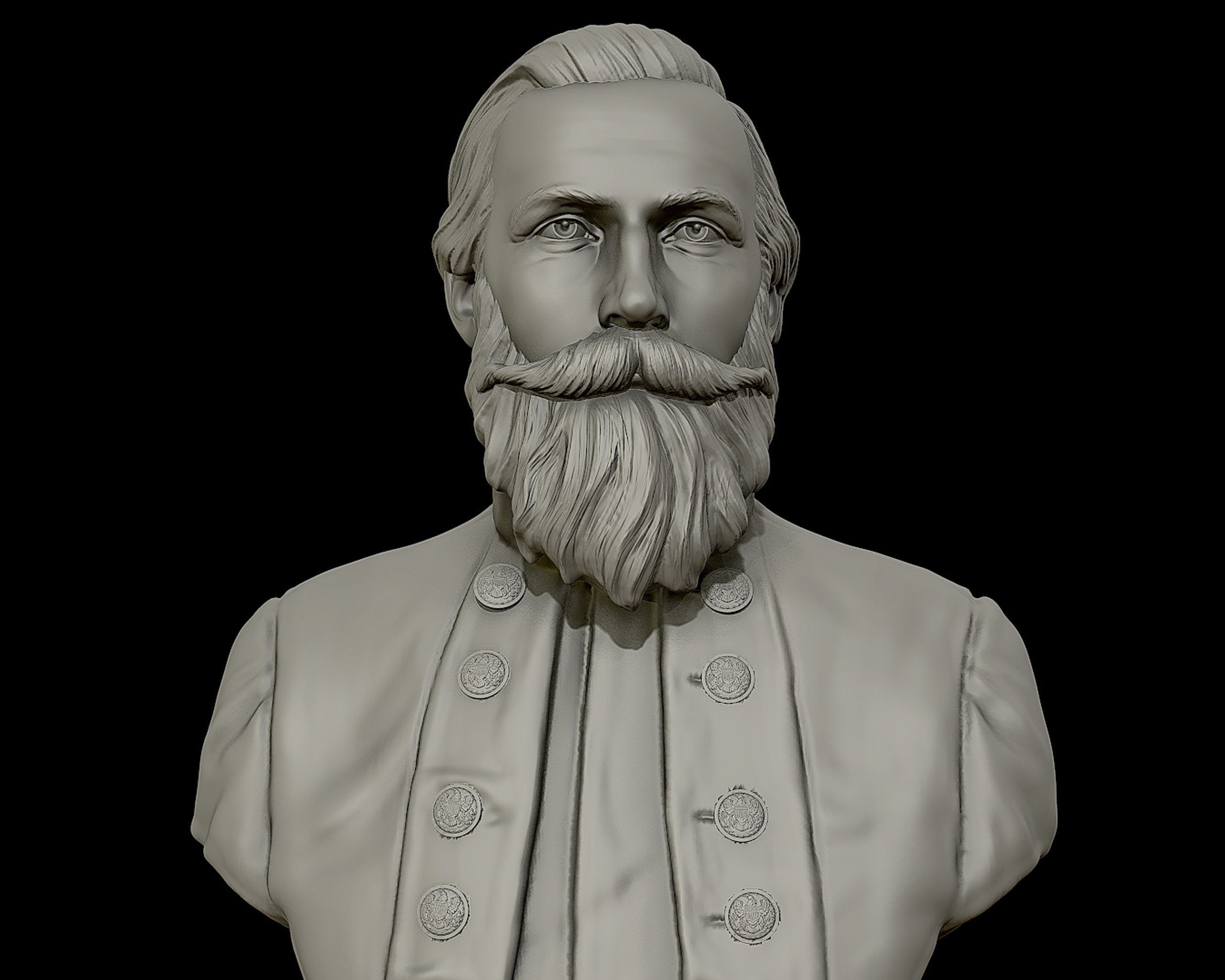 General James Ewell Brown Stuart bust sculpture 3D print model_5