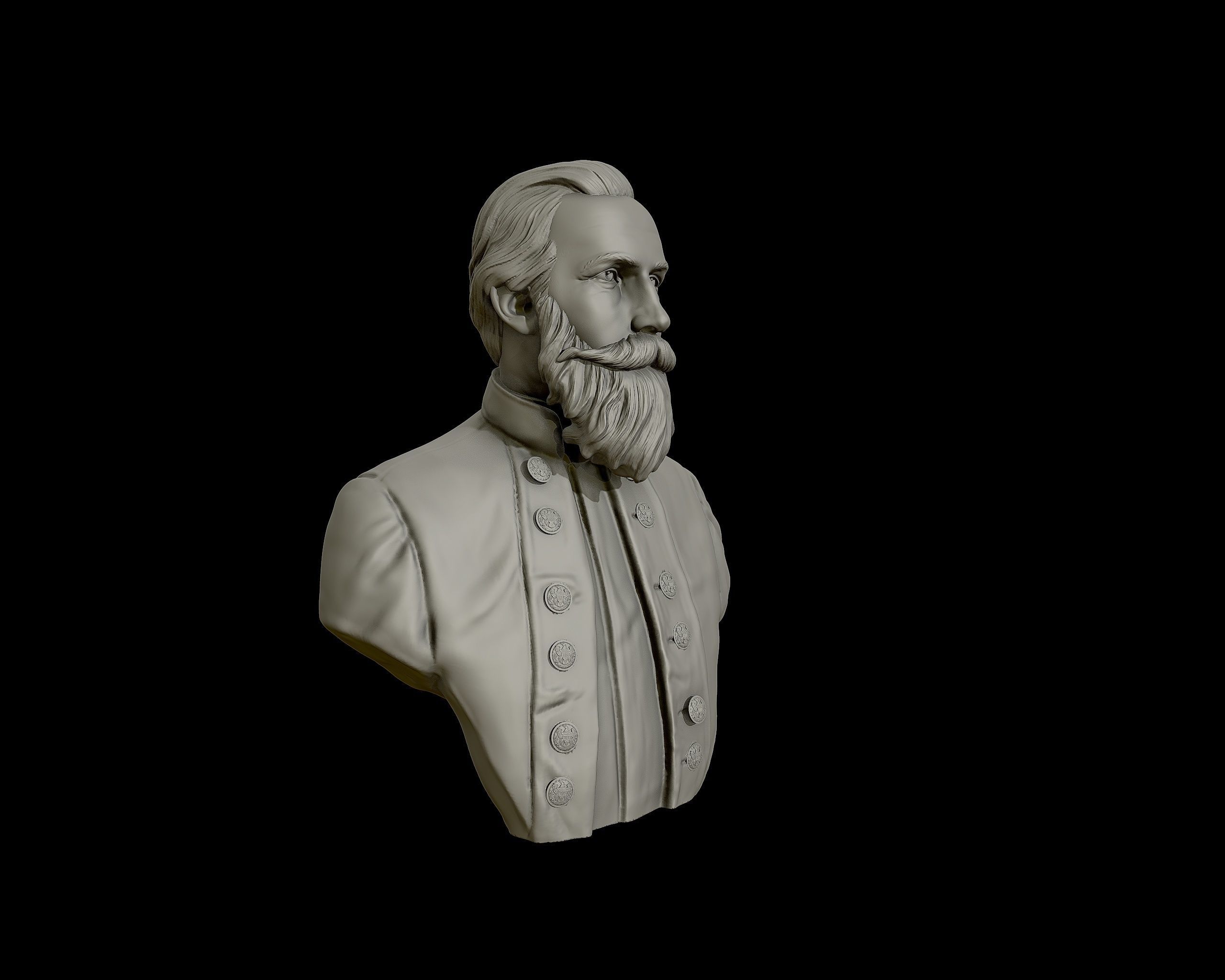General James Ewell Brown Stuart bust sculpture 3D print model_7