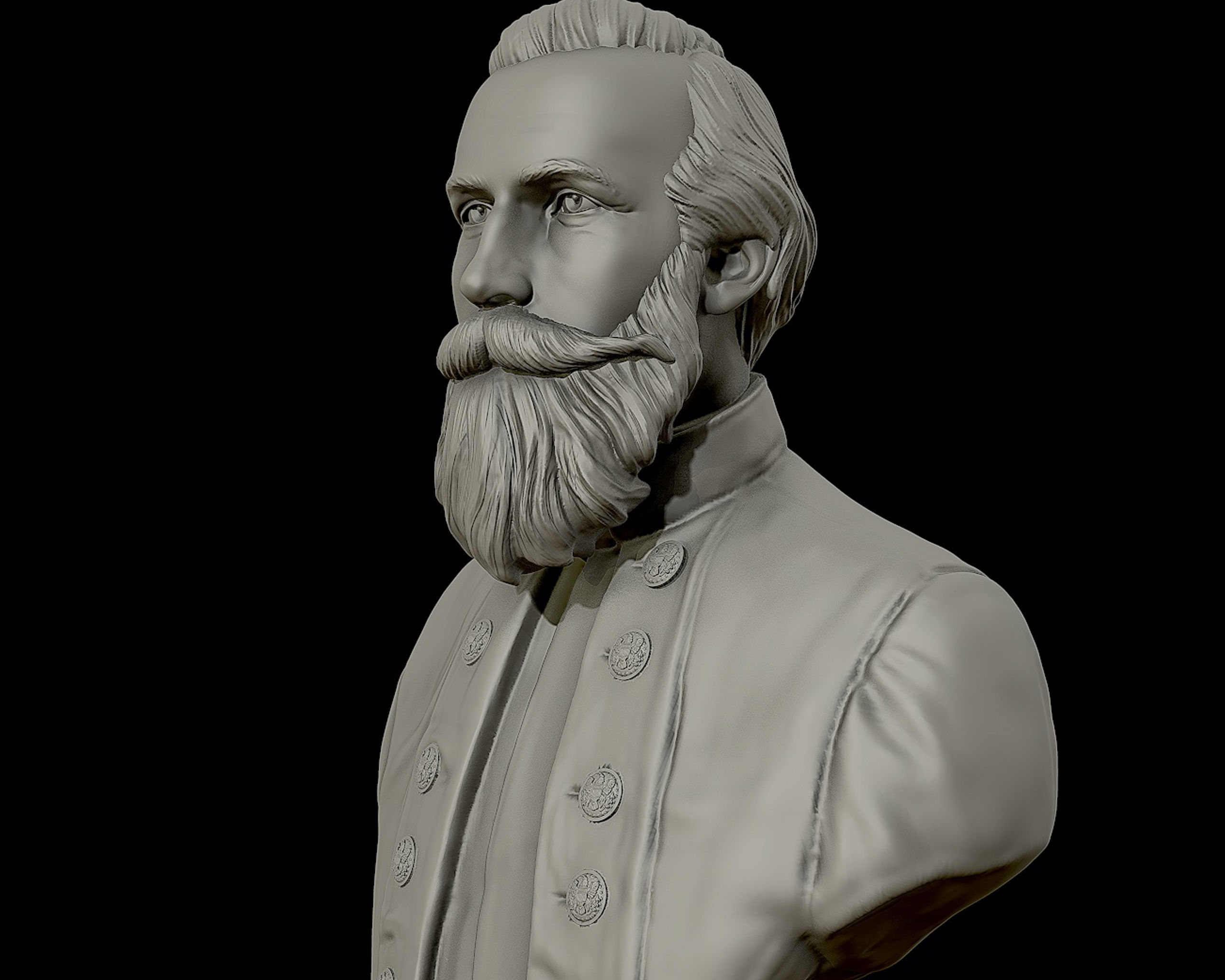 General James Ewell Brown Stuart bust sculpture 3D print model_6