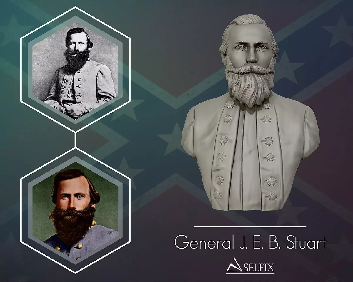 General James Ewell Brown Stuart bust sculpture 3D print model_0