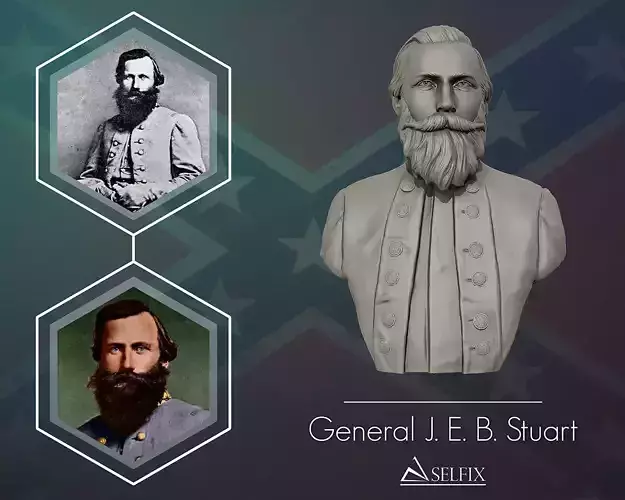 General James Ewell Brown Stuart bust sculpture 3D print model