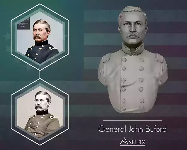 General John Buford bust sculpture 3D print model
