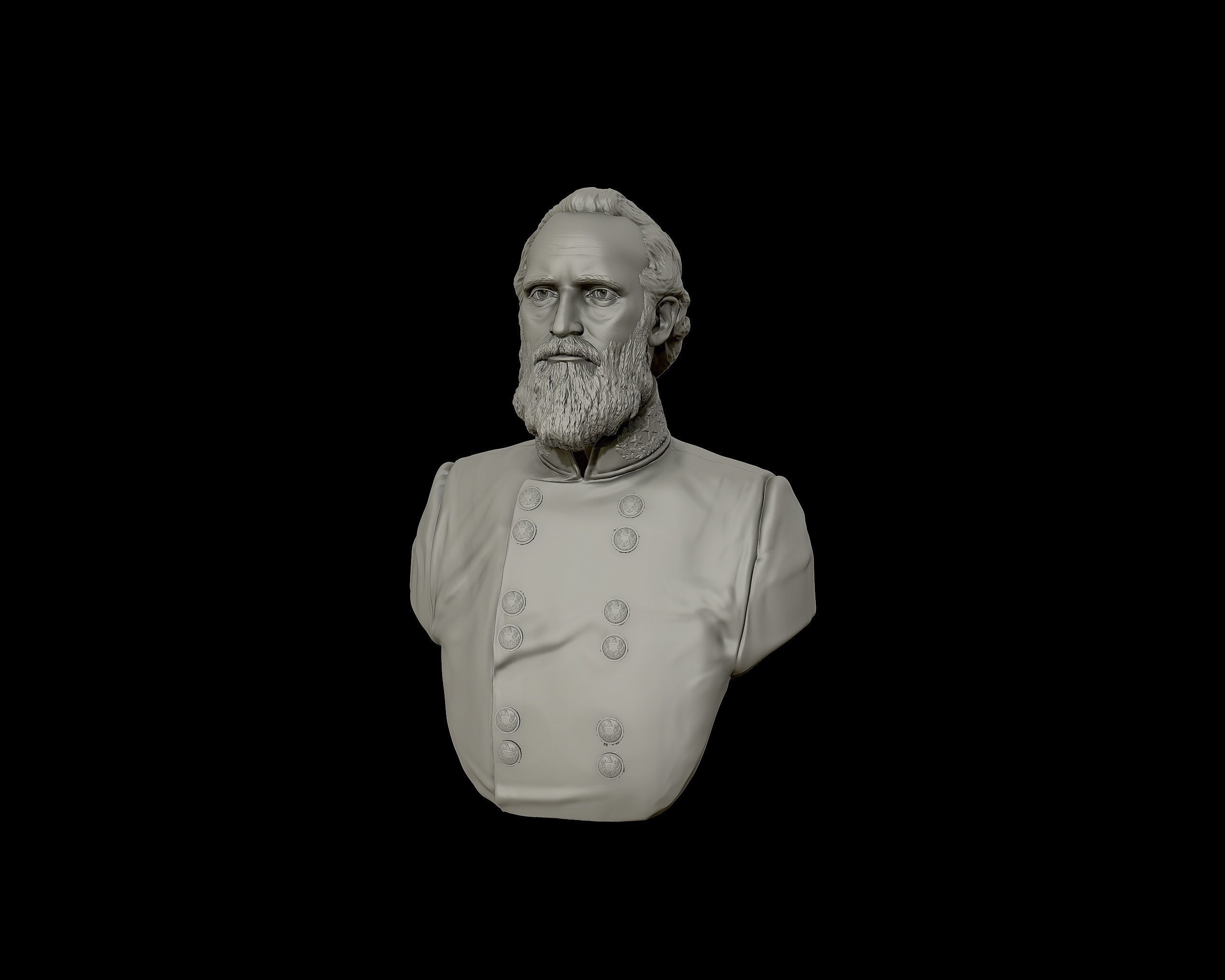 General Stonewall Jackson bust sculpture 3D print model_13