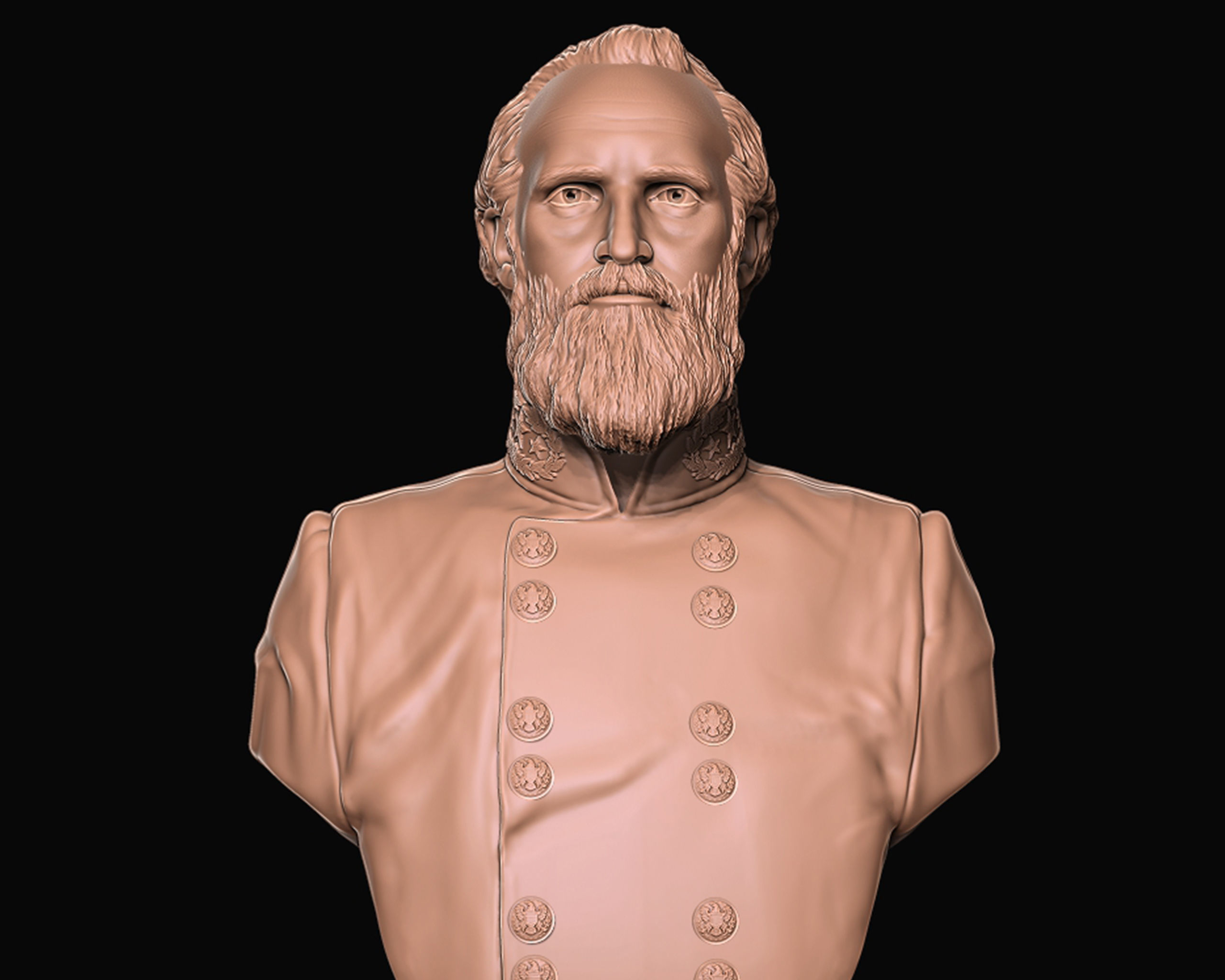 General Stonewall Jackson bust sculpture 3D print model_8