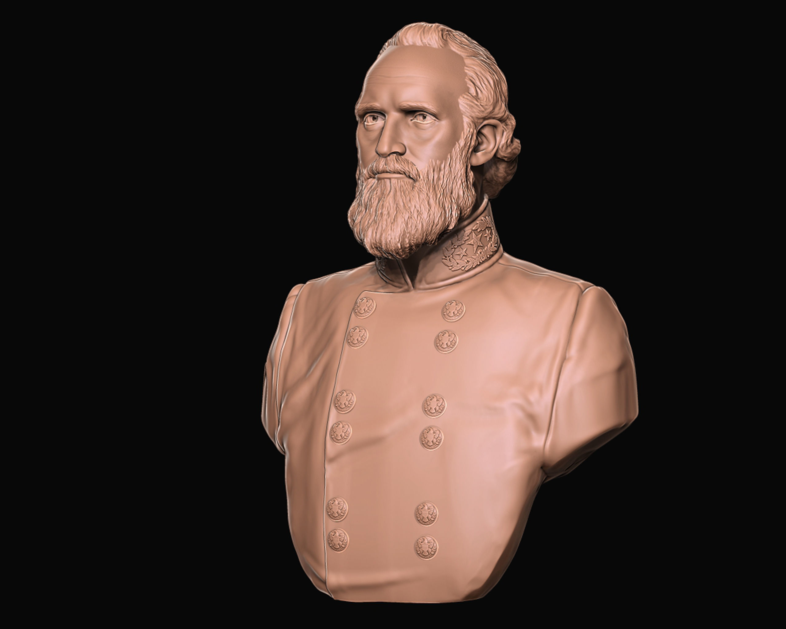 General Stonewall Jackson bust sculpture 3D print model_9