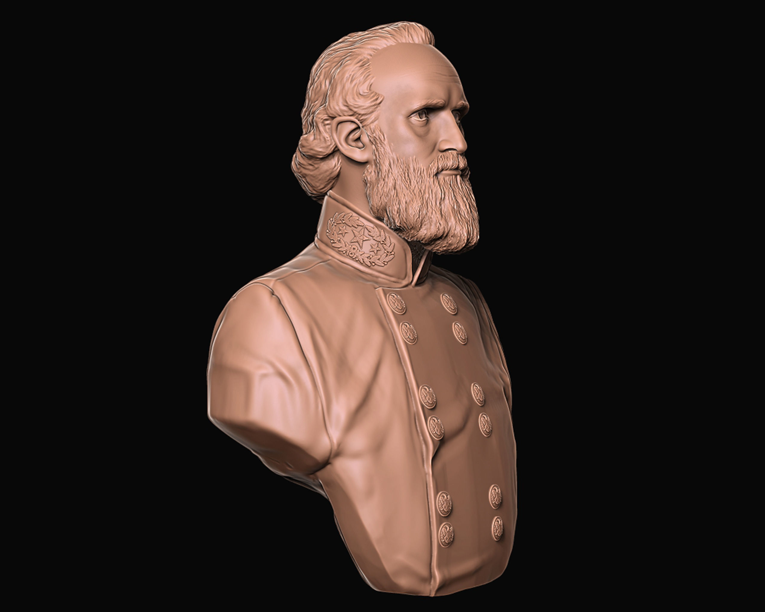 General Stonewall Jackson bust sculpture 3D print model_6