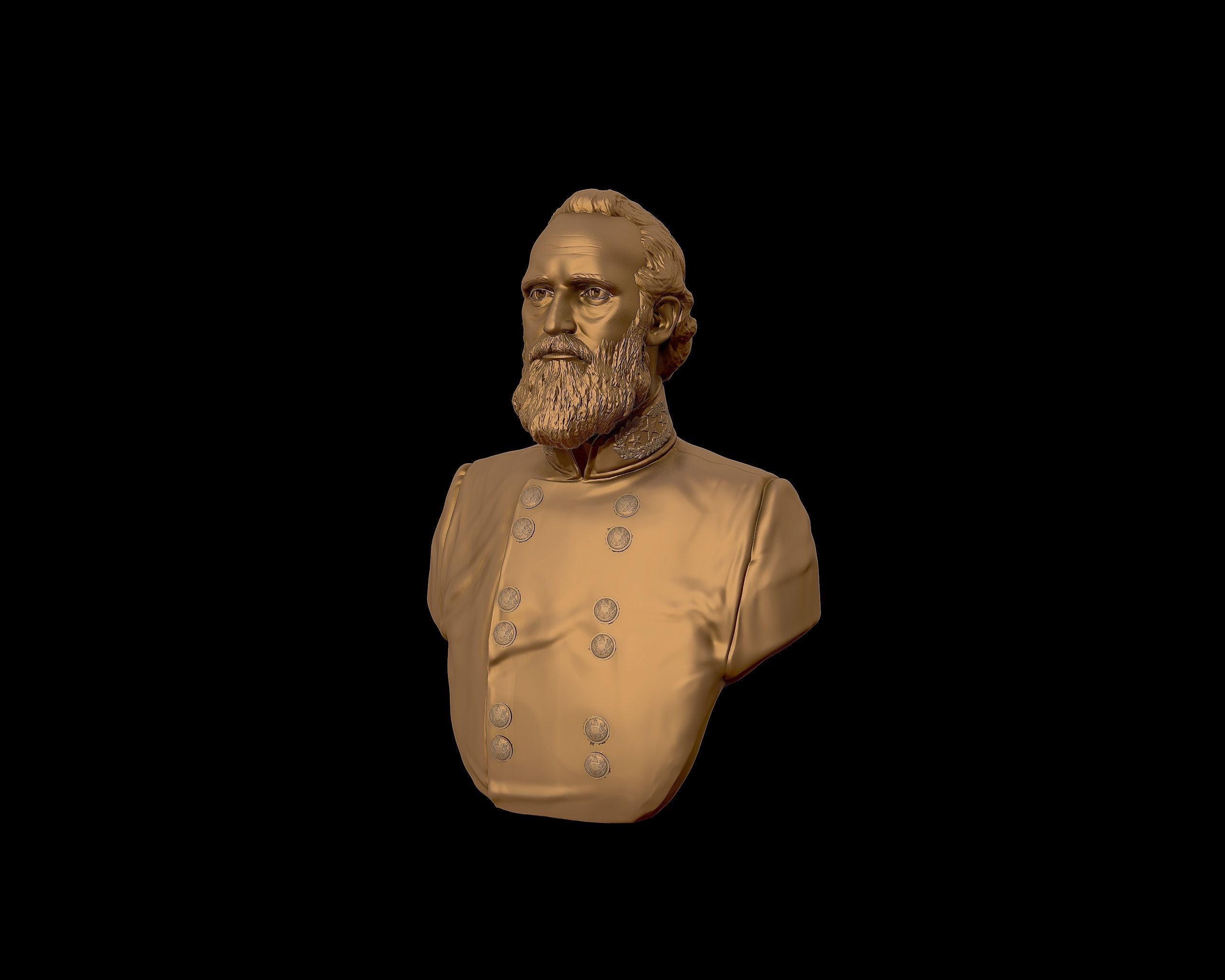 General Stonewall Jackson bust sculpture 3D print model_25