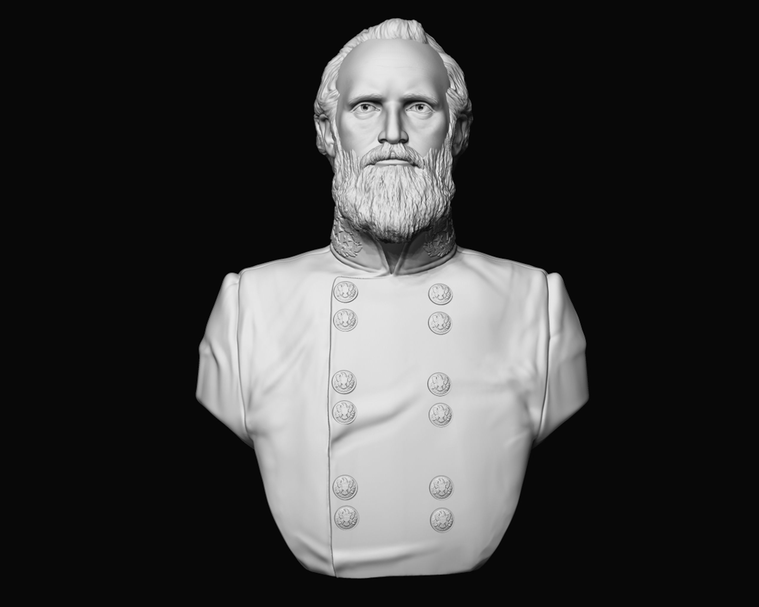 General Stonewall Jackson bust sculpture 3D print model_2