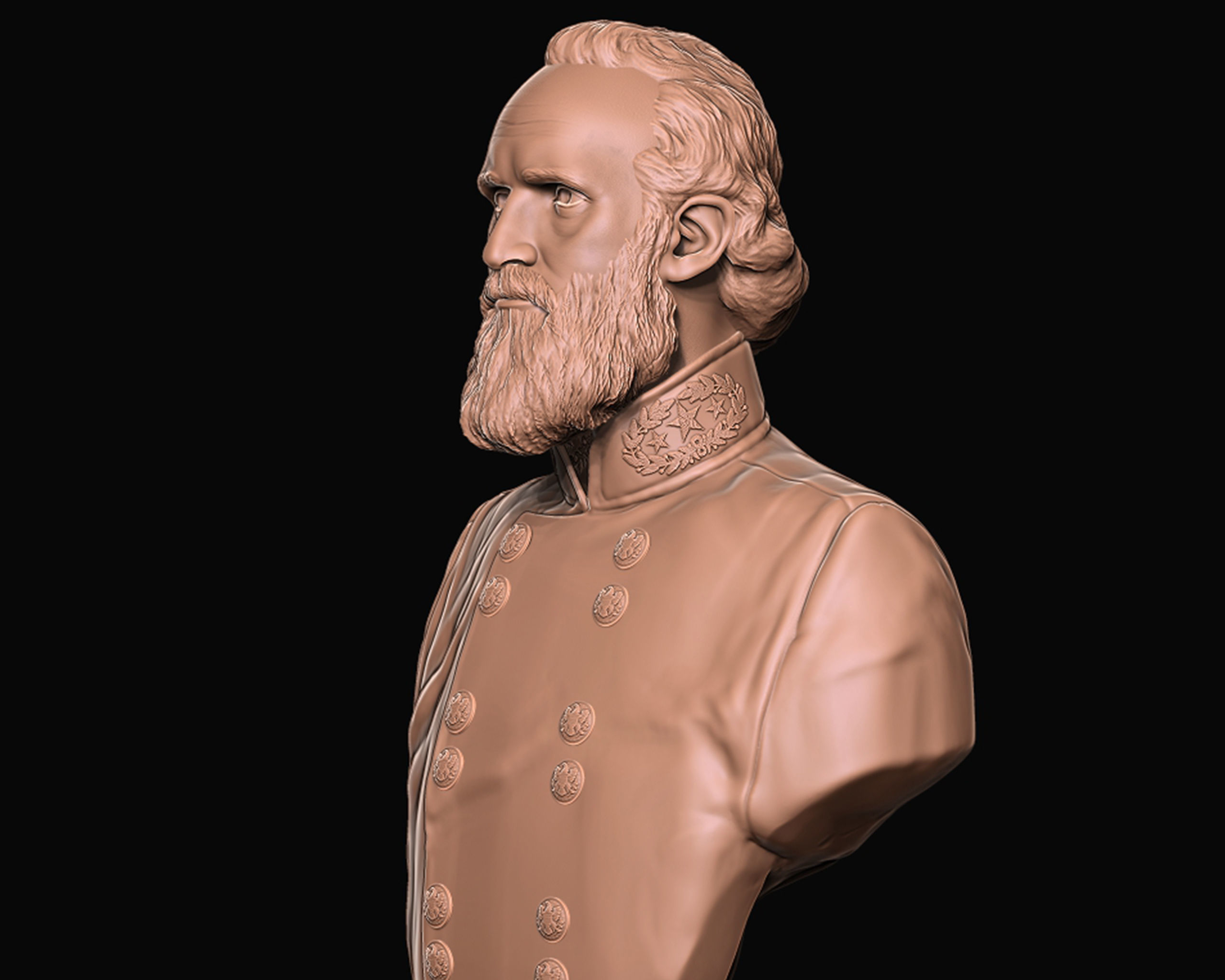 General Stonewall Jackson bust sculpture 3D print model_10
