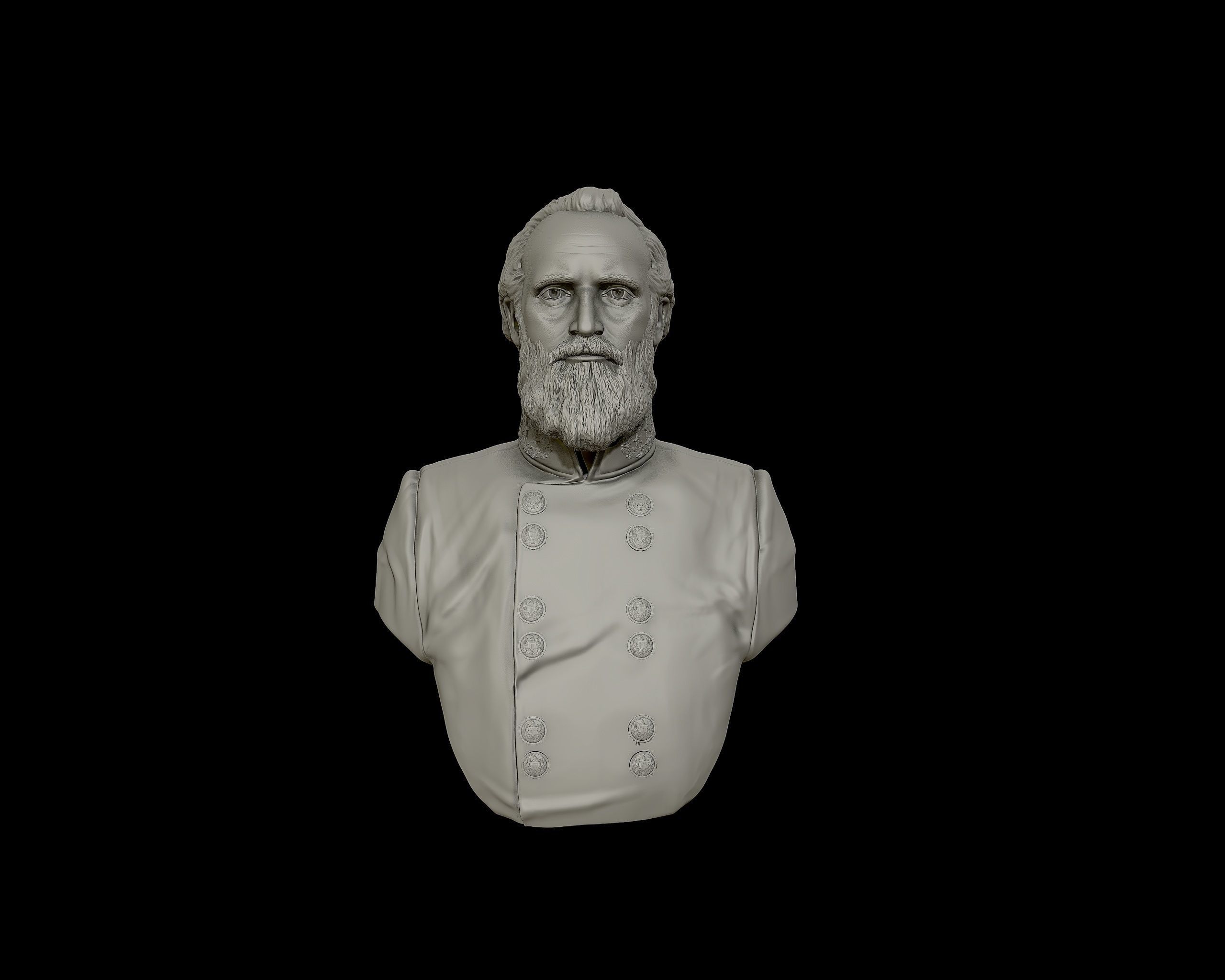 General Stonewall Jackson bust sculpture 3D print model_12