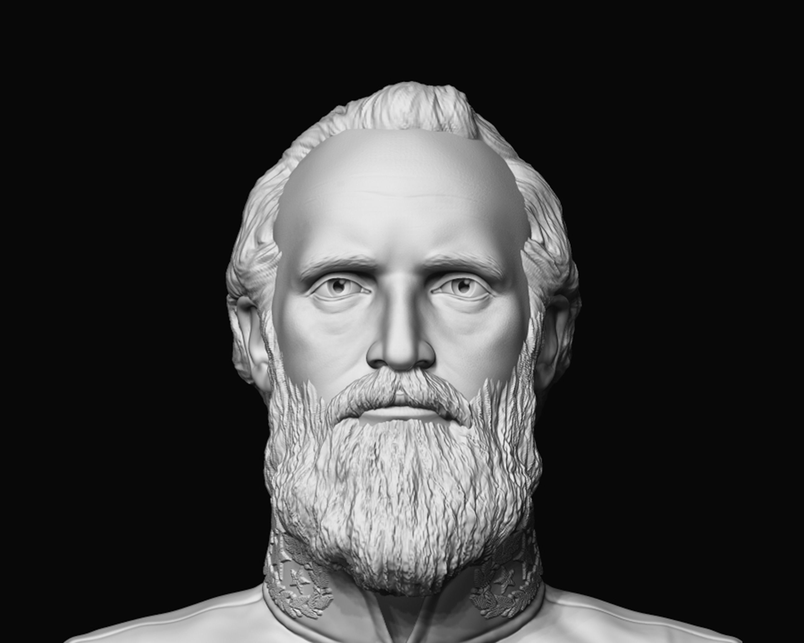General Stonewall Jackson bust sculpture 3D print model_3