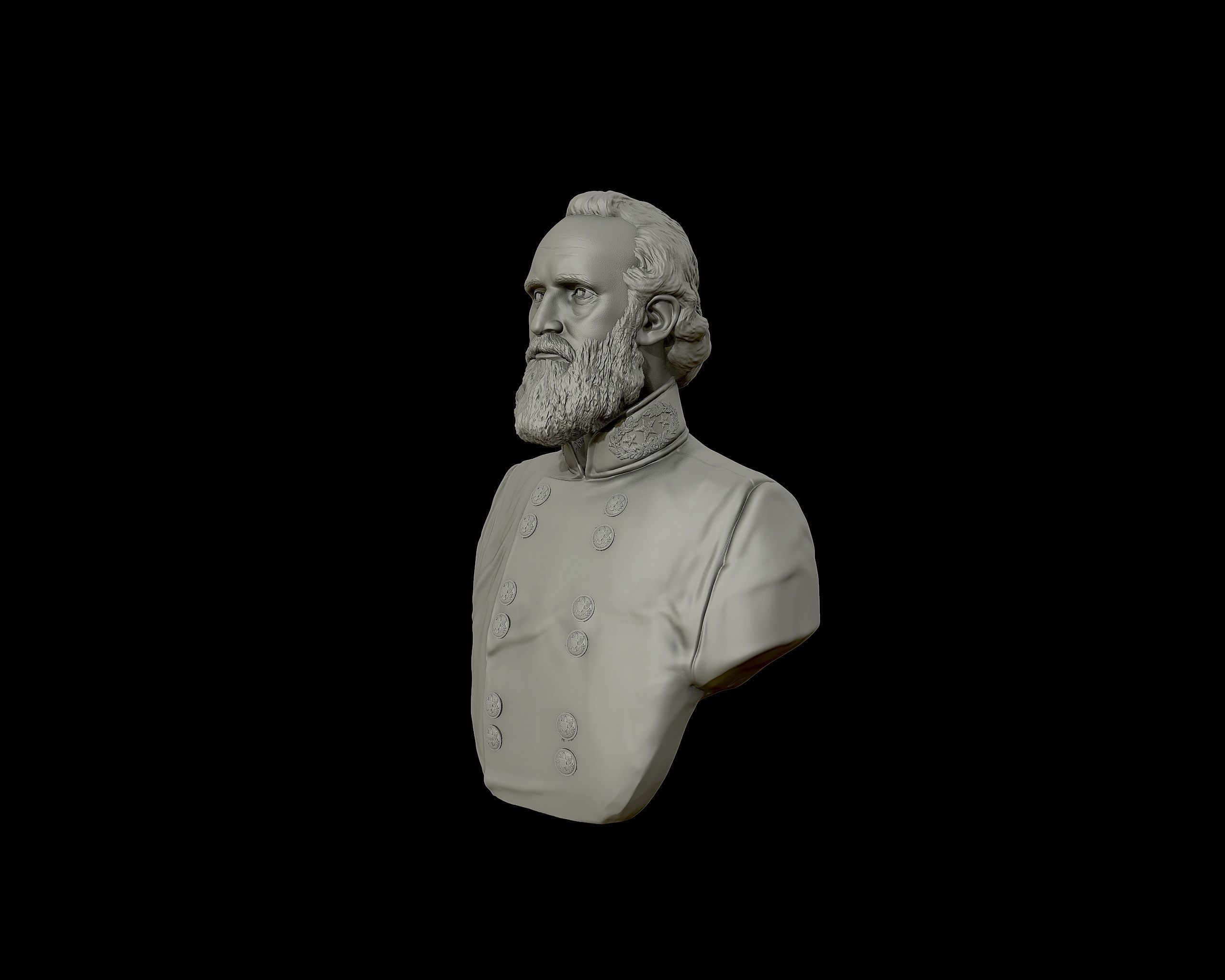 General Stonewall Jackson bust sculpture 3D print model_15