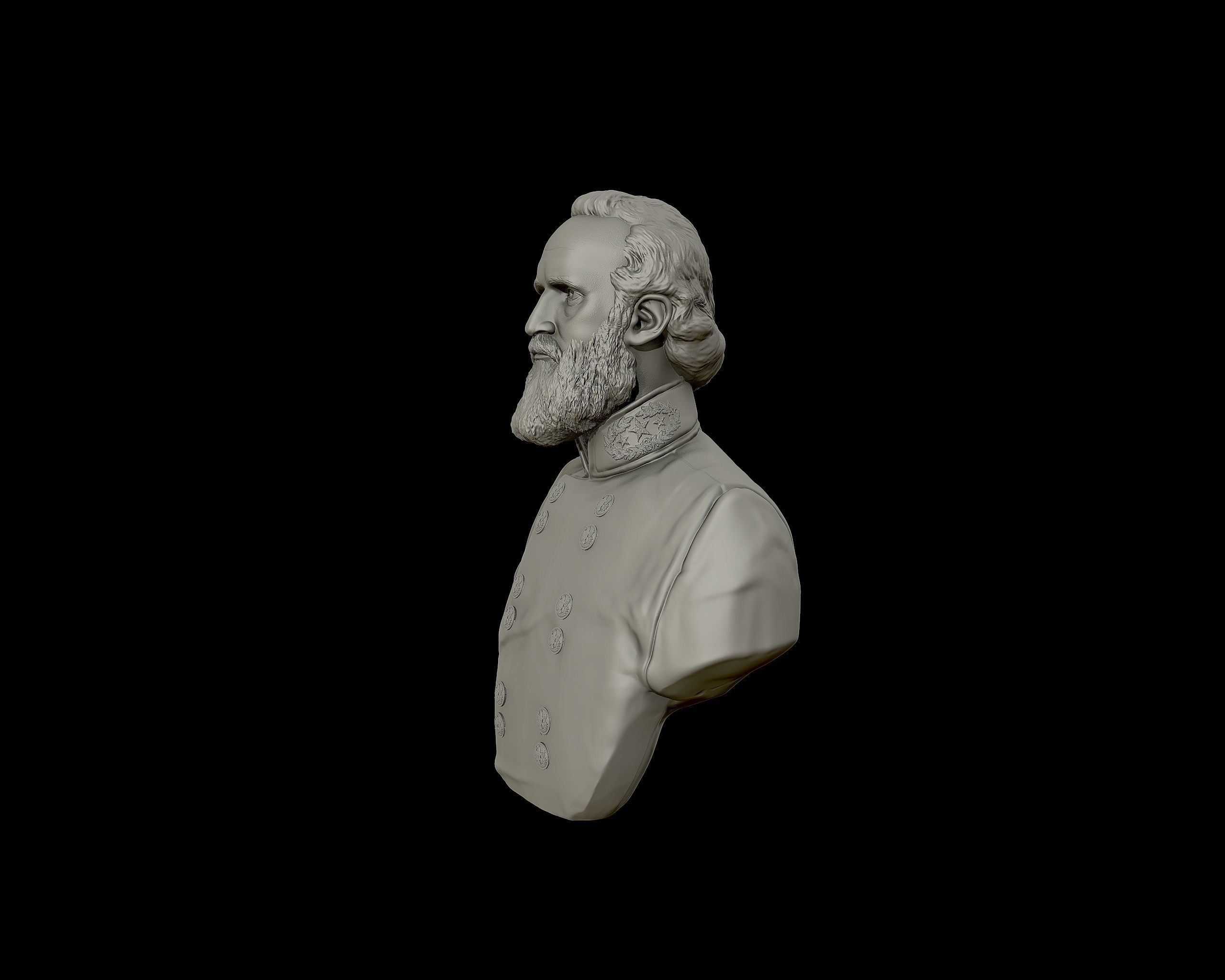 General Stonewall Jackson bust sculpture 3D print model_16
