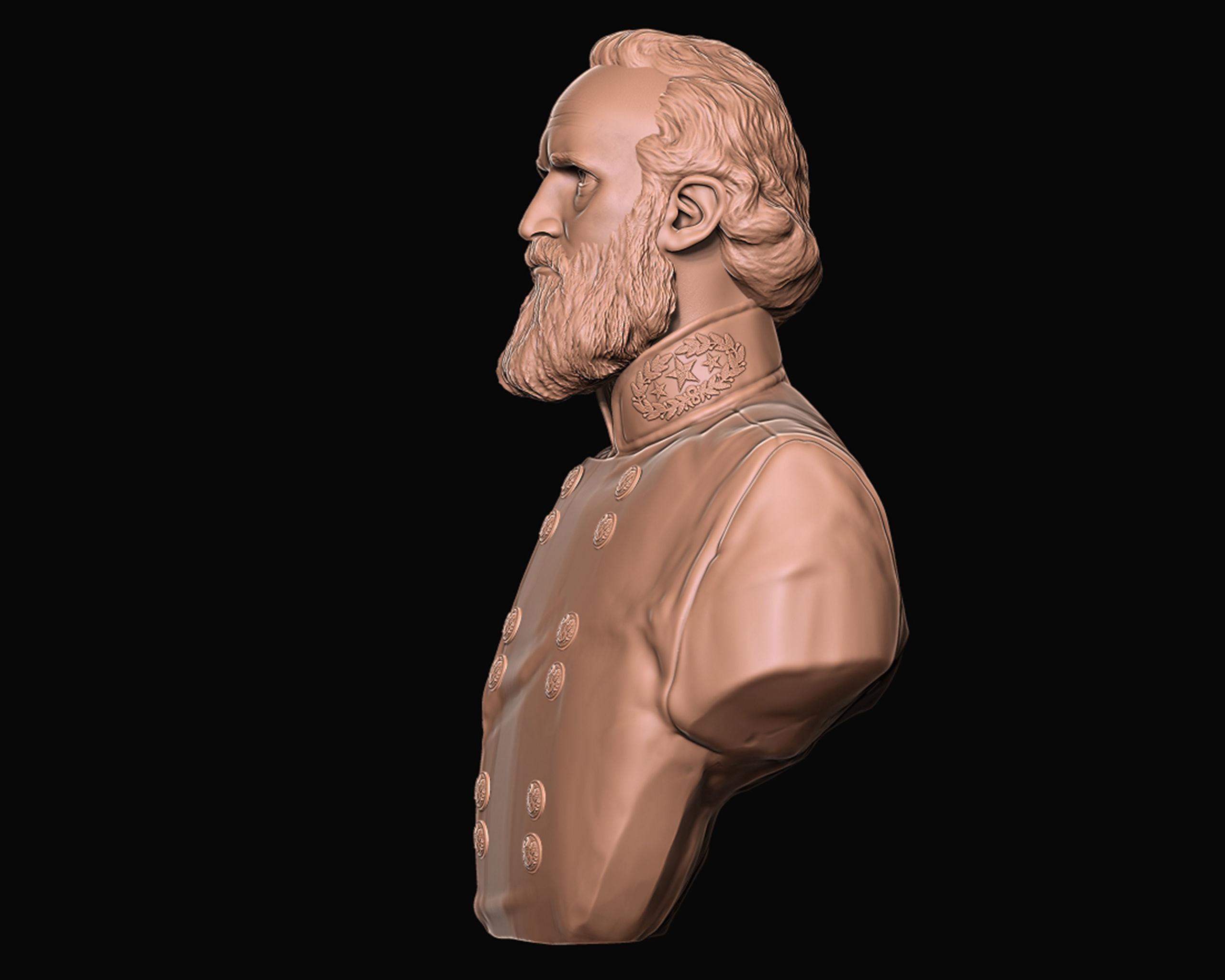 General Stonewall Jackson bust sculpture 3D print model_11