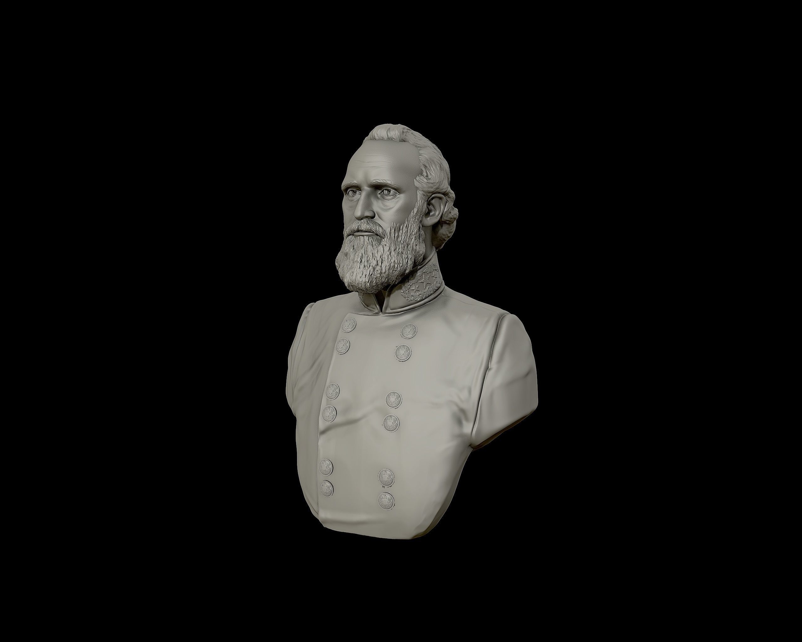 General Stonewall Jackson bust sculpture 3D print model_14