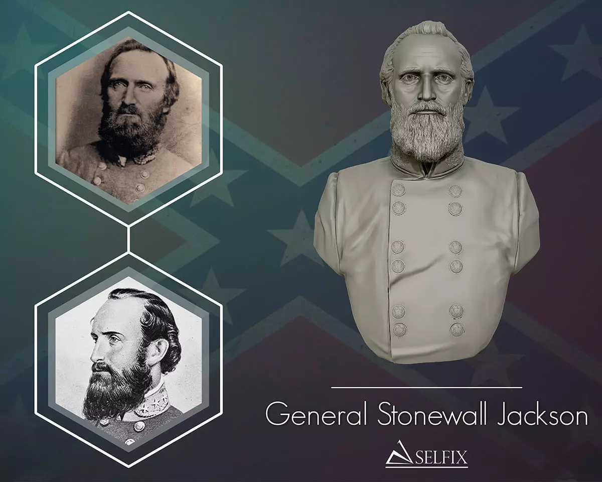 General Stonewall Jackson bust sculpture 3D print model_0