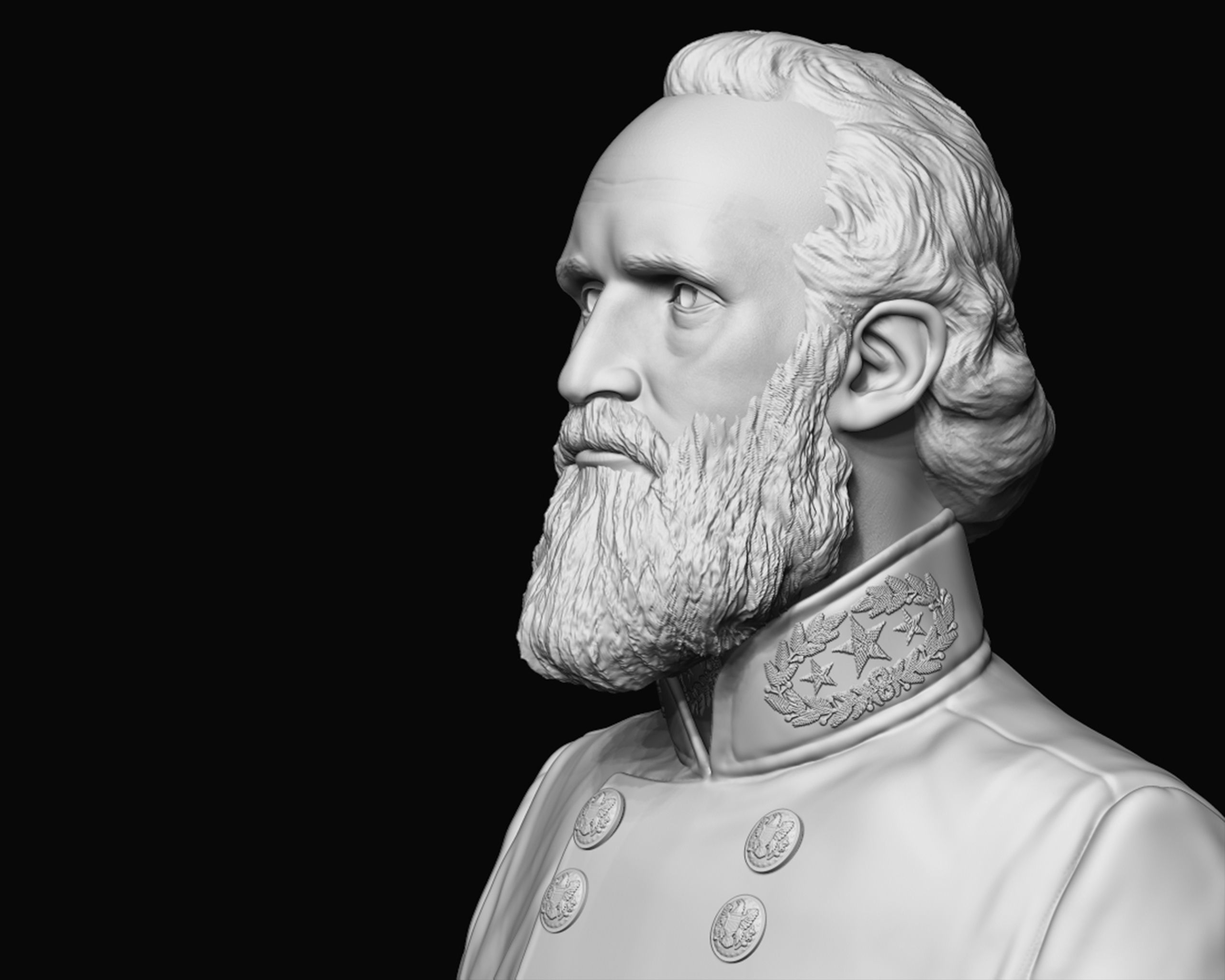 General Stonewall Jackson bust sculpture 3D print model_5