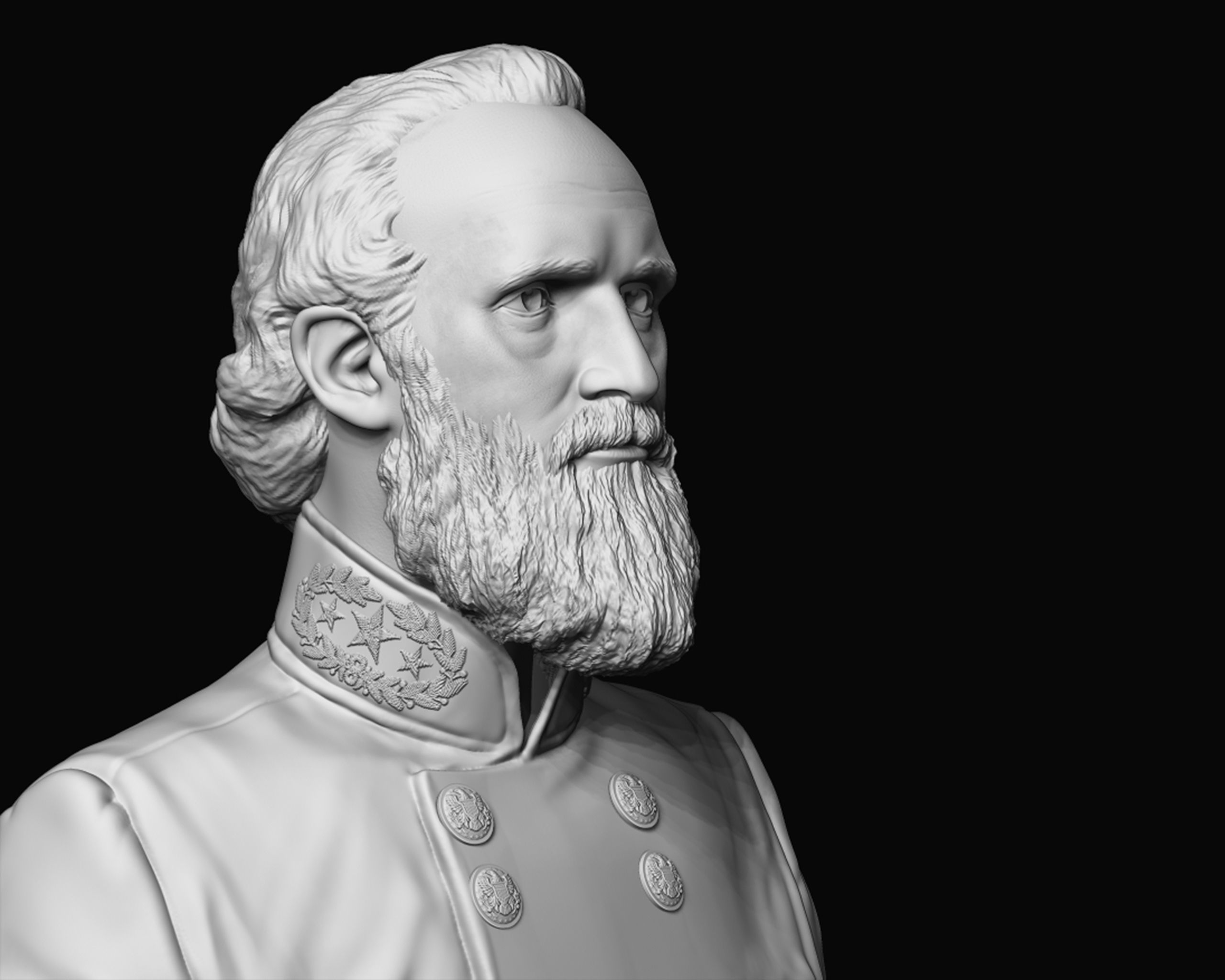 General Stonewall Jackson bust sculpture 3D print model_4