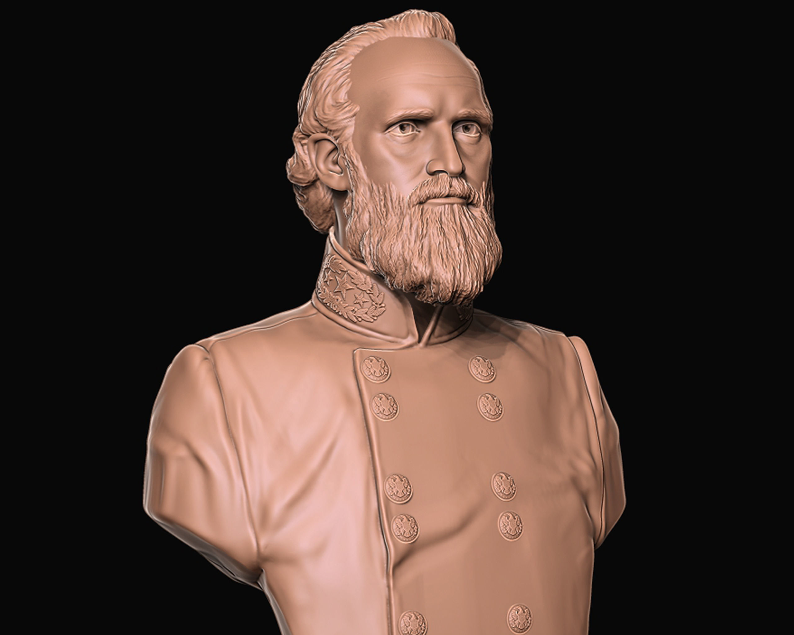 General Stonewall Jackson bust sculpture 3D print model_7