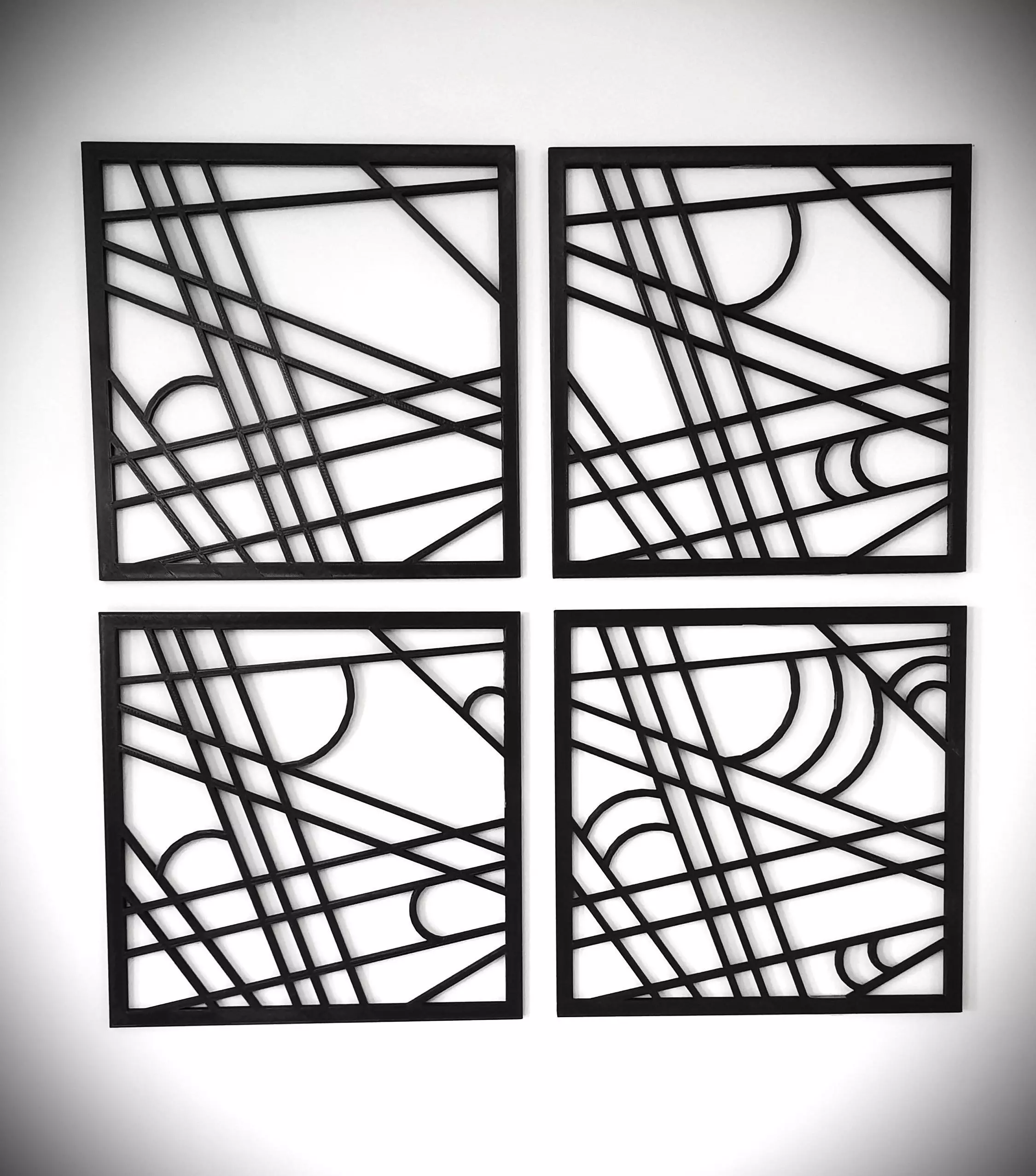 Wall Decor Lines and Arches 3D Wall Art Set of 4 3D model