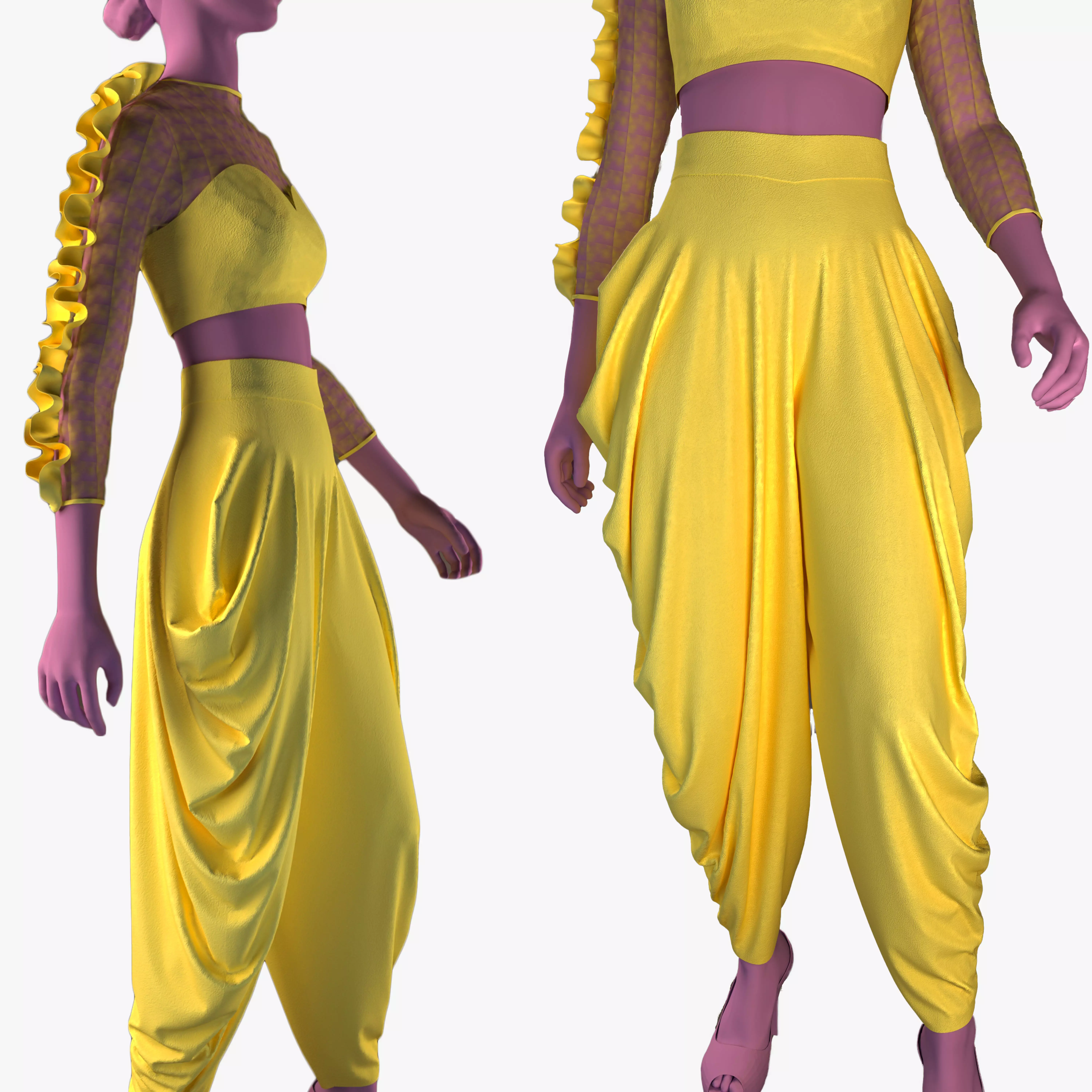 Crop top and pants    ZPRJ-FBX-OBJ-MTL-TEXTURES 3D model_0