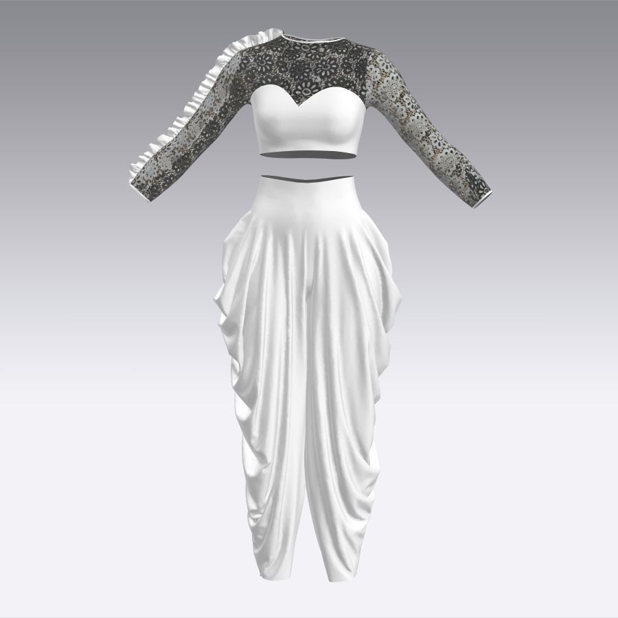 Crop top and pants    ZPRJ-FBX-OBJ-MTL-TEXTURES 3D model_5