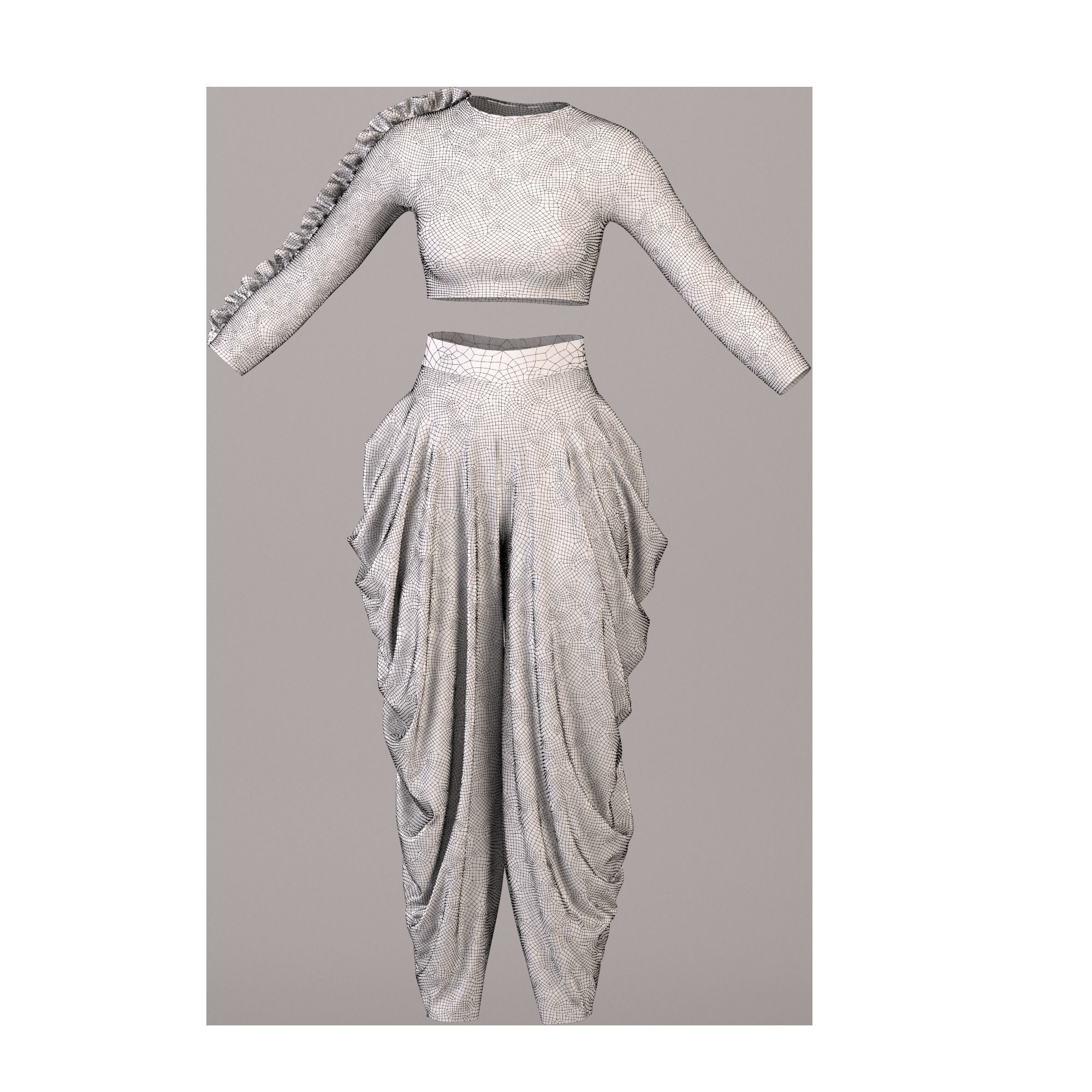 Crop top and pants    ZPRJ-FBX-OBJ-MTL-TEXTURES 3D model_6