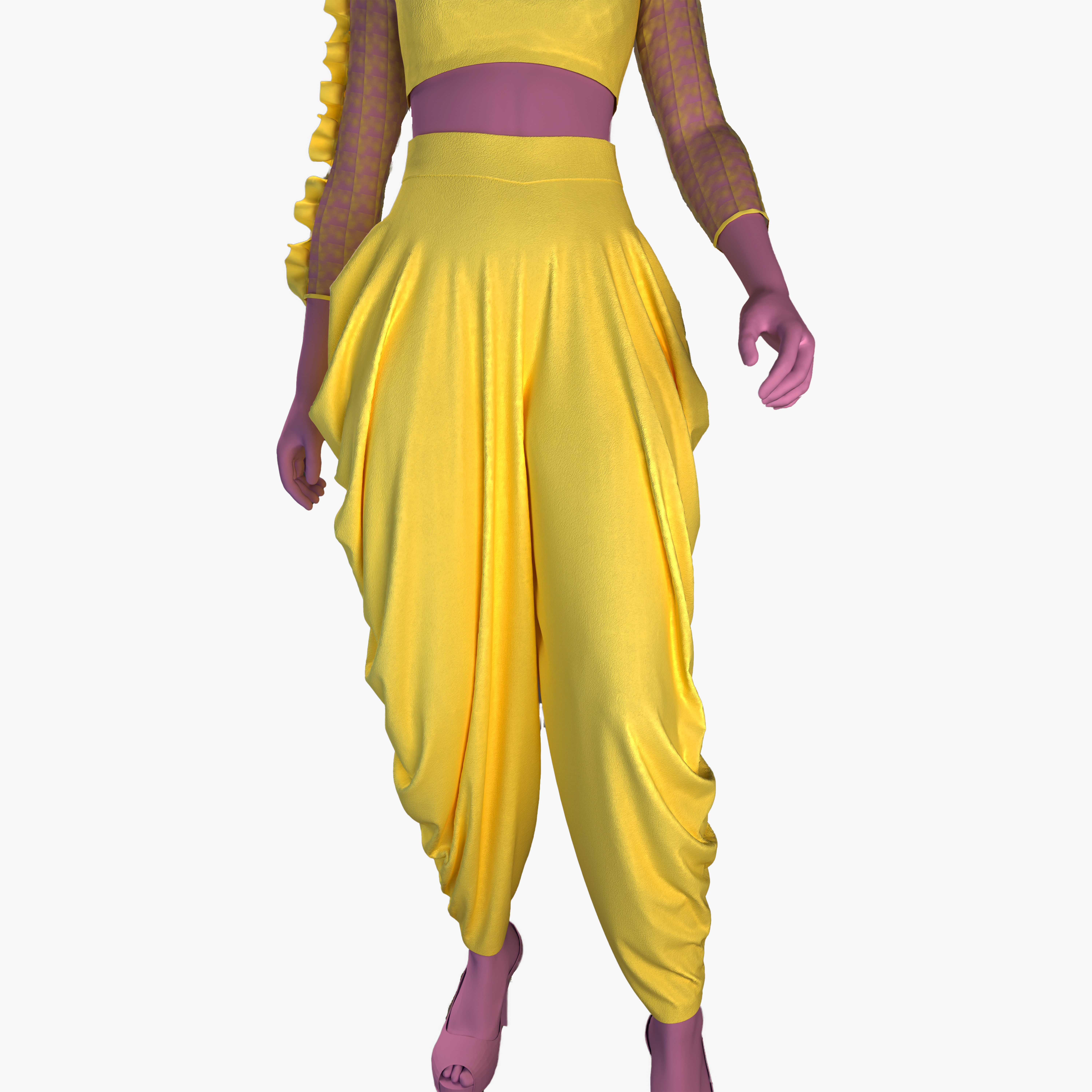 Crop top and pants    ZPRJ-FBX-OBJ-MTL-TEXTURES 3D model_4