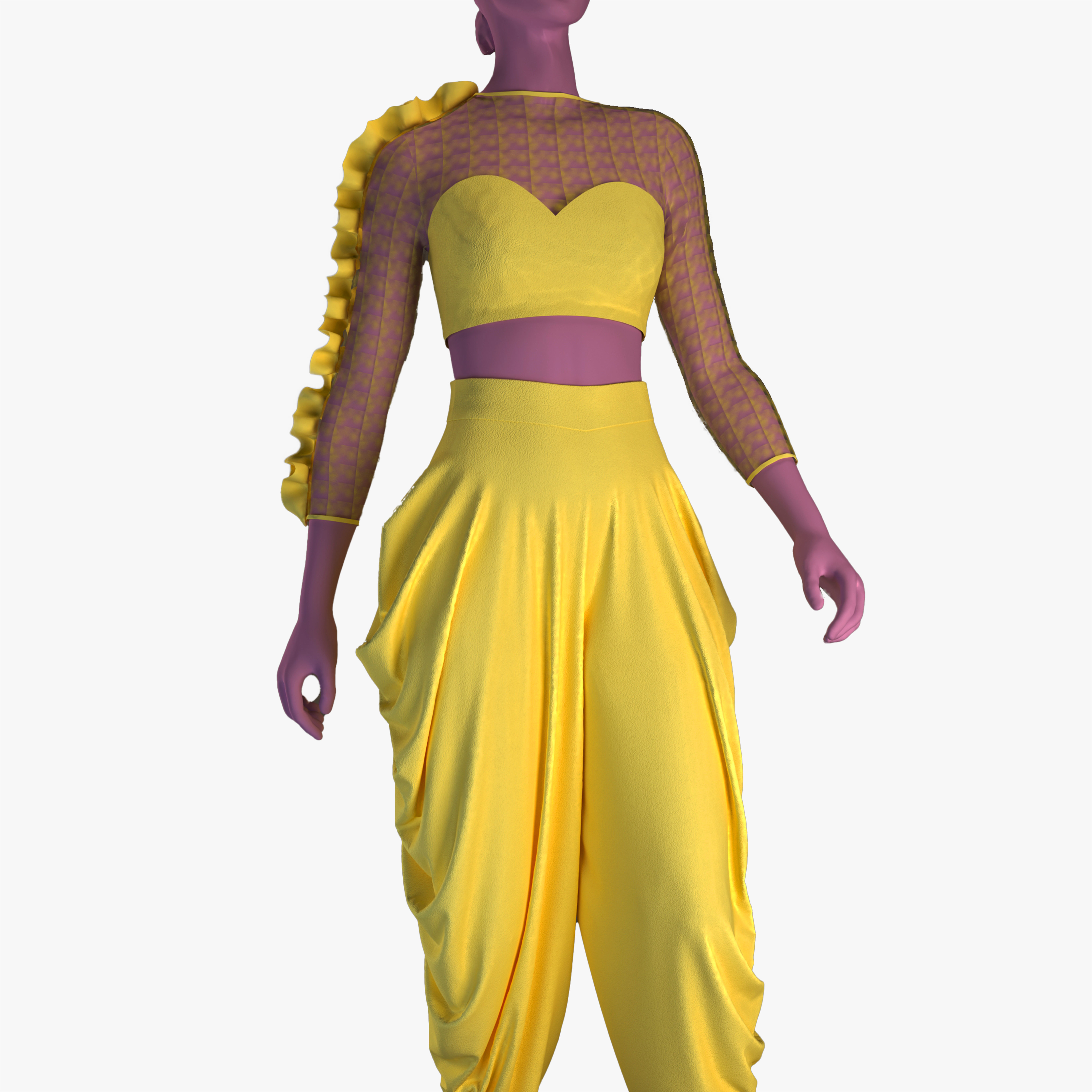 Crop top and pants    ZPRJ-FBX-OBJ-MTL-TEXTURES 3D model_2