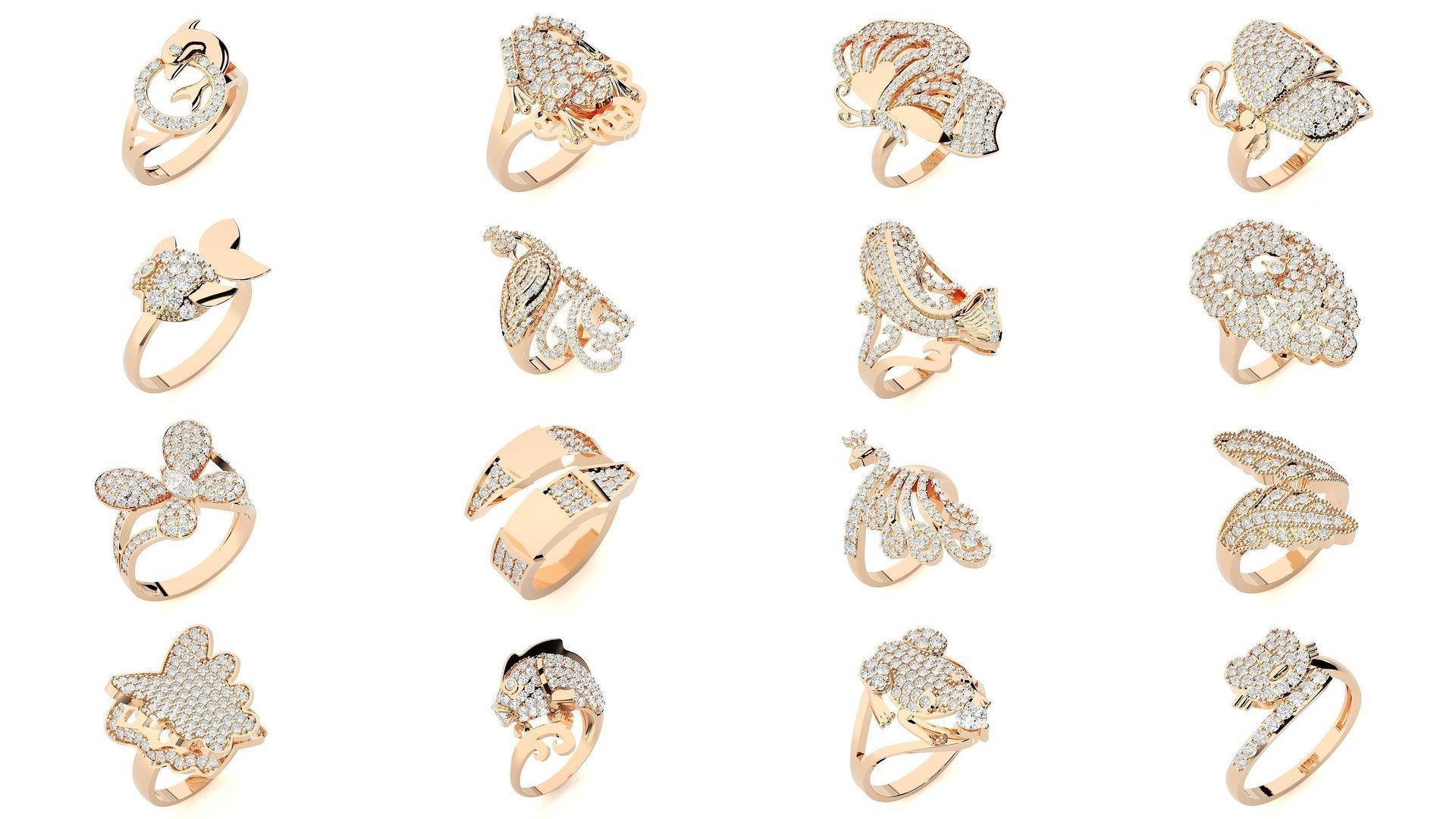 37 Animal Birds Diamond Rings 3dm stl renders details  3D Model Collection_1