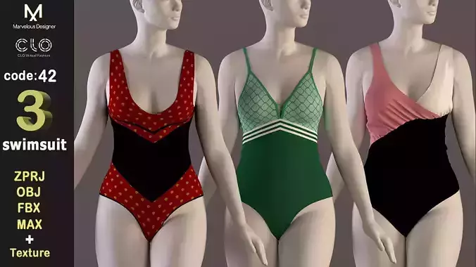 women swimsuit - swimwear -with texture 3D model