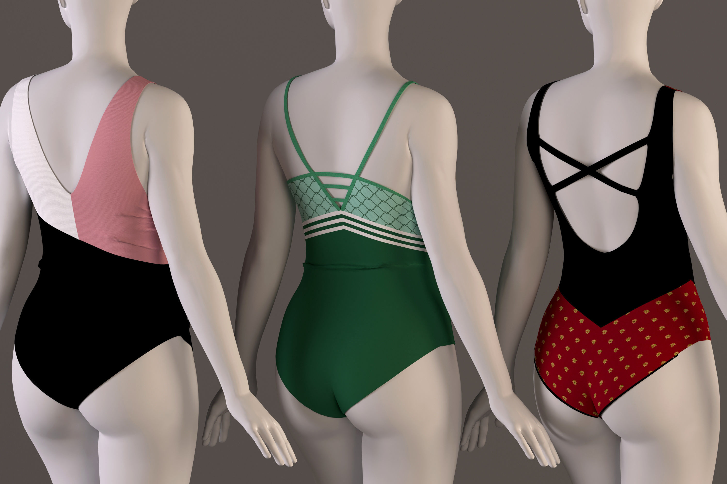 women swimsuit - swimwear -with texture 3D model_2