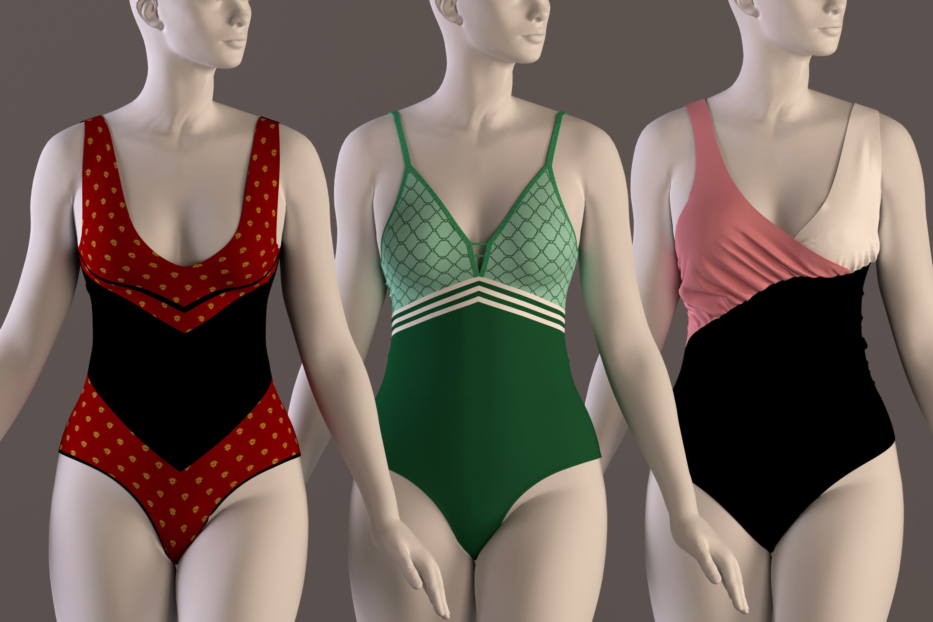women swimsuit - swimwear -with texture 3D model_1