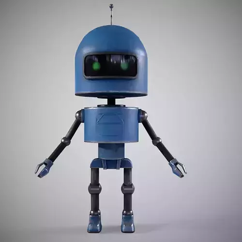 A low-poly 3D modelof a  blue Robot Low-poly 3D model