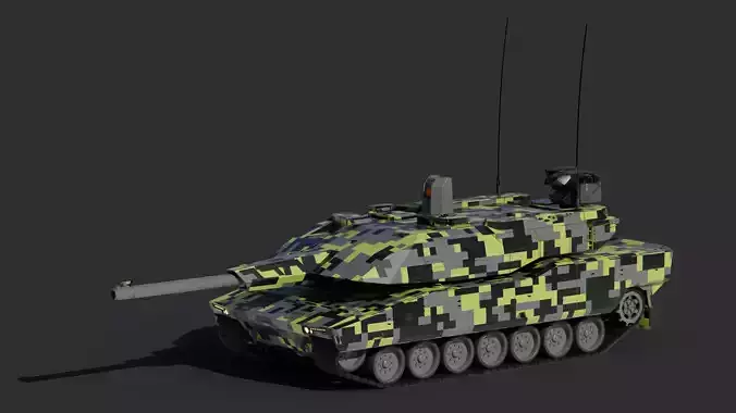 KF51 Panther MBT Game Ready Low-poly 3D model