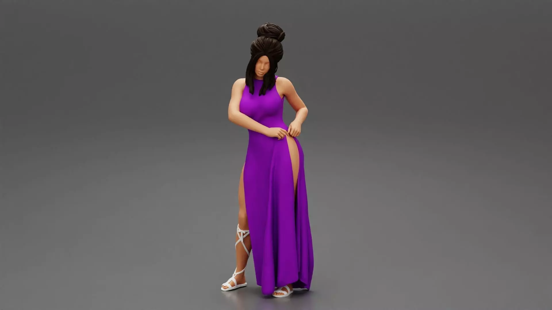 Beautiful woman Wearing a High Slit Dress 3D print model
