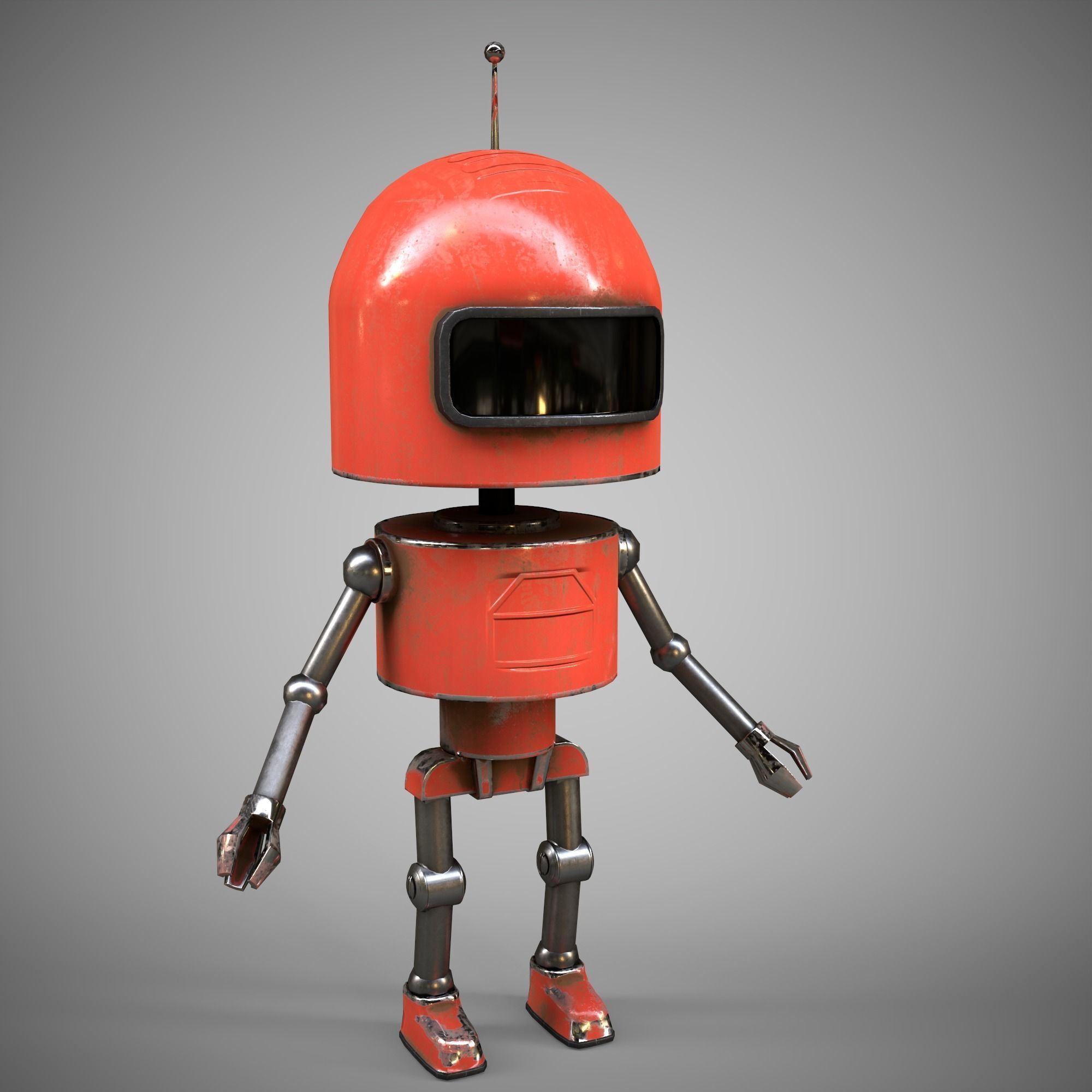 A low-poly 3D modelof a red Robot Low-poly 3D model Low-poly 3D model_2