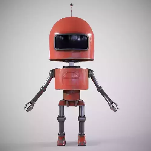 A low-poly 3D modelof a red Robot Low-poly 3D model